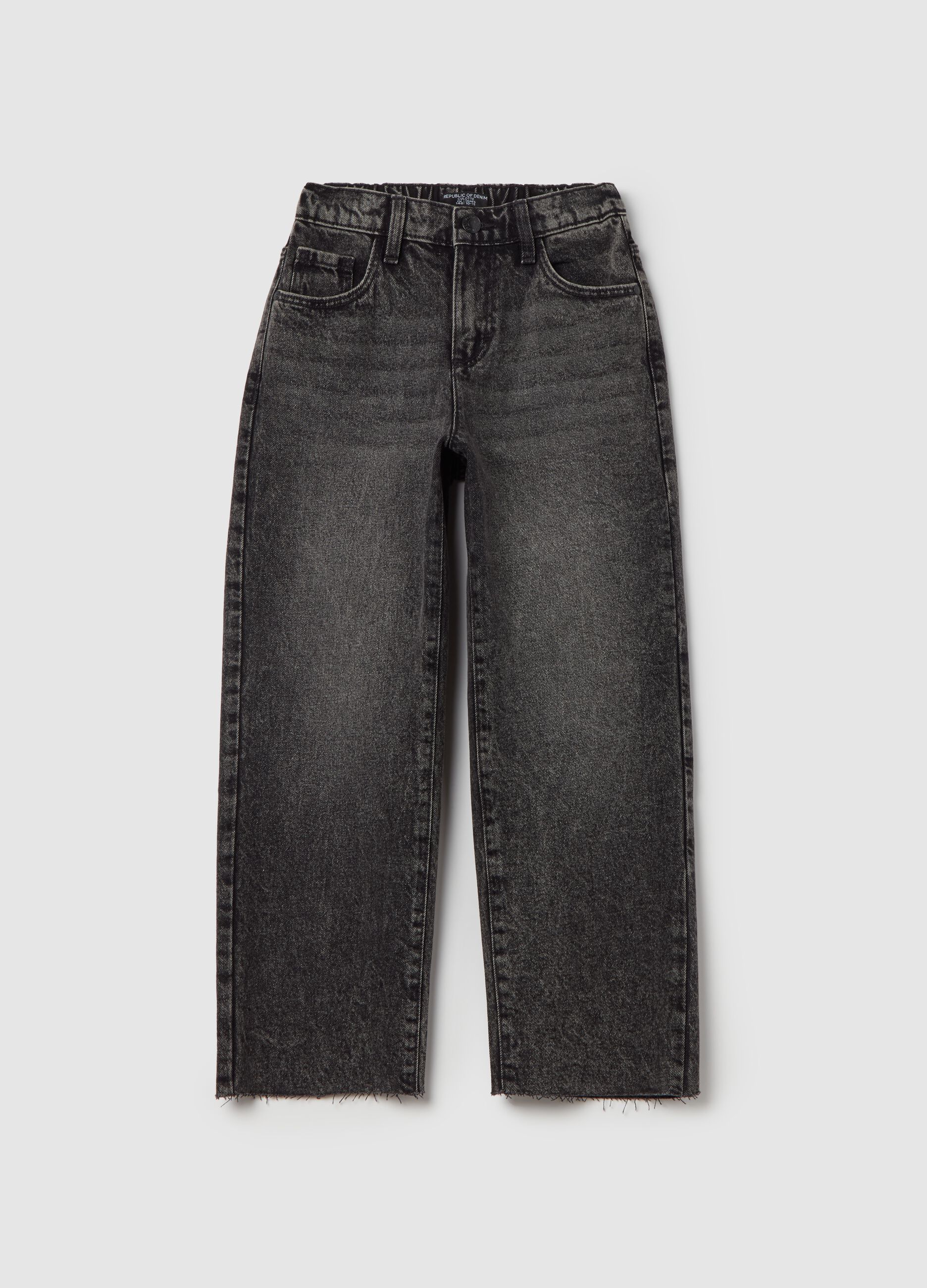 Culotte jeans with five pockets and raw edging