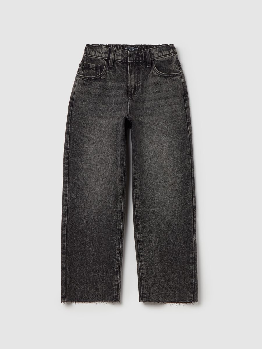 Culotte jeans with five pockets and raw edging_0