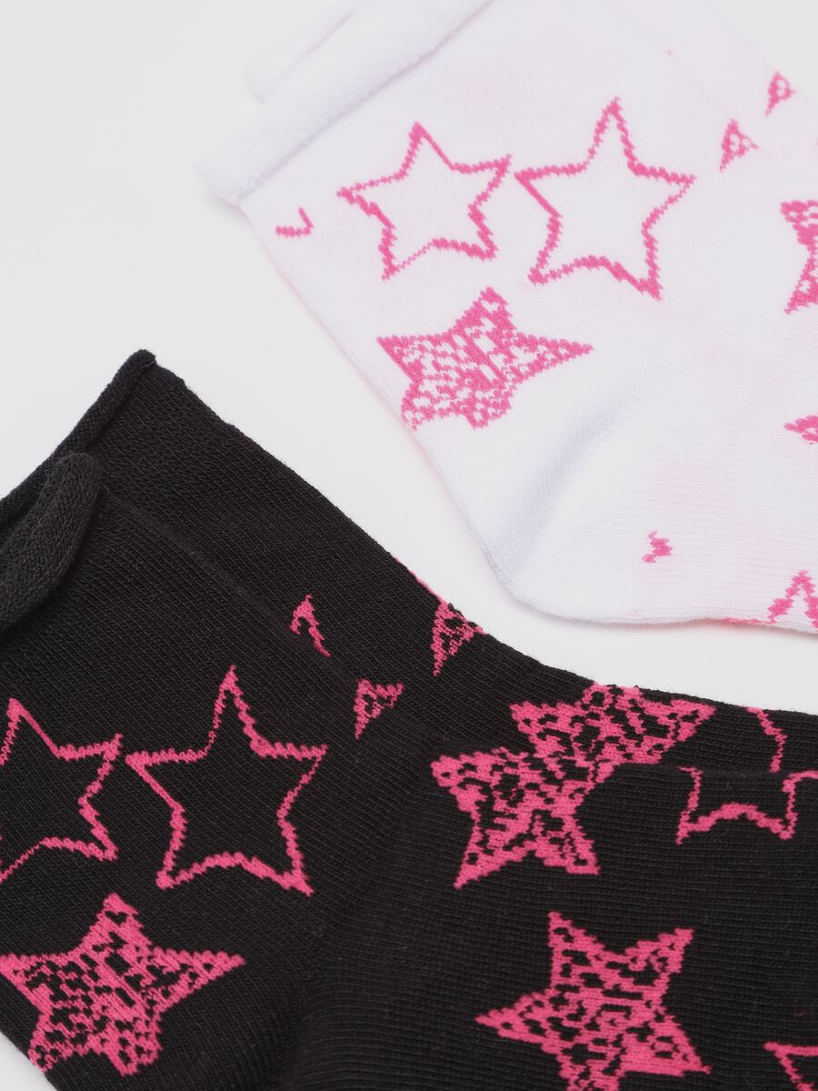 Two-pair pack socks in organic cotton with stars design_1