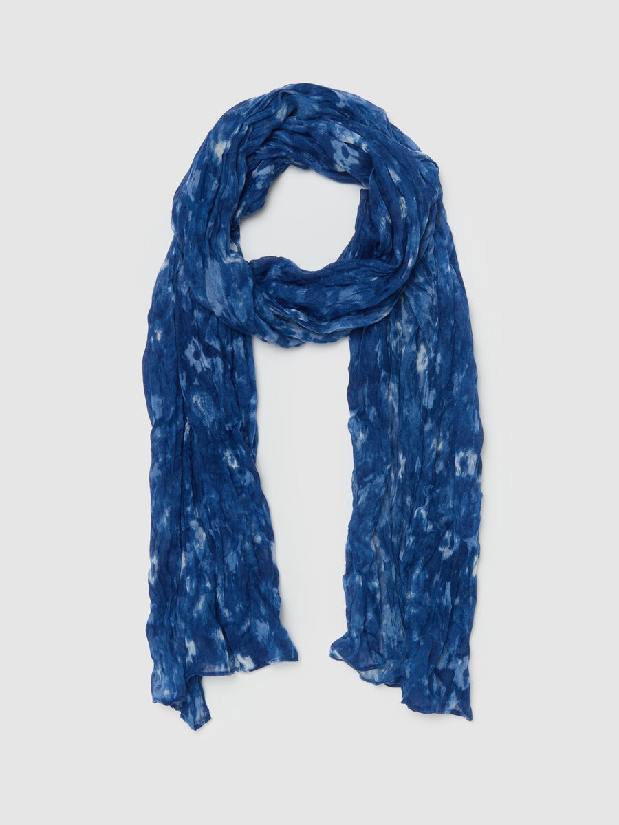 Crinkle-effect pashmina with all-over print_0