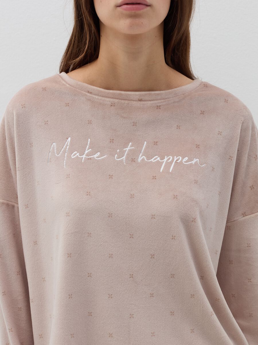 Top pigiama in velour stampa "Make It Happen"_2