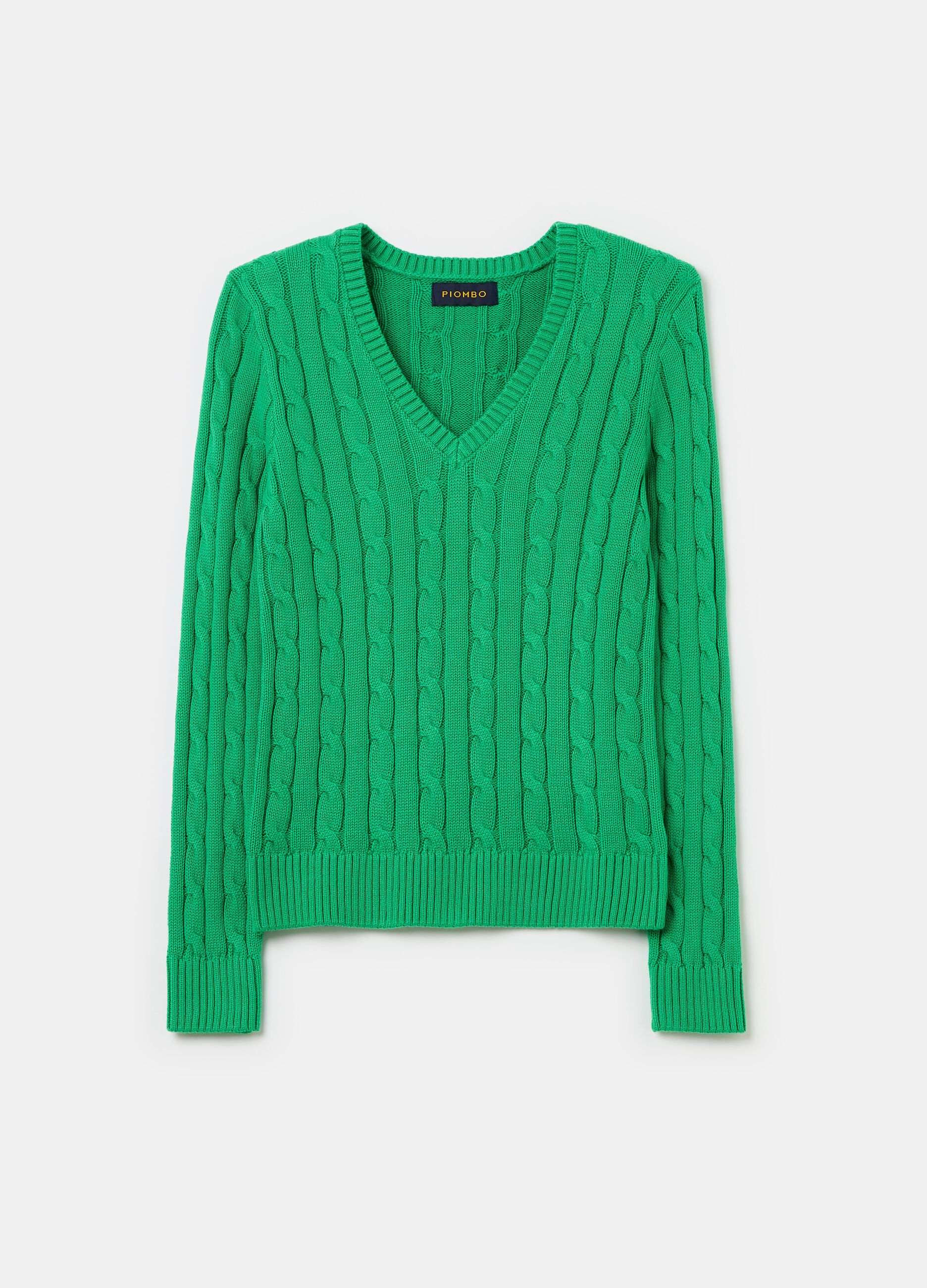 Cable-knit pullover with V neck