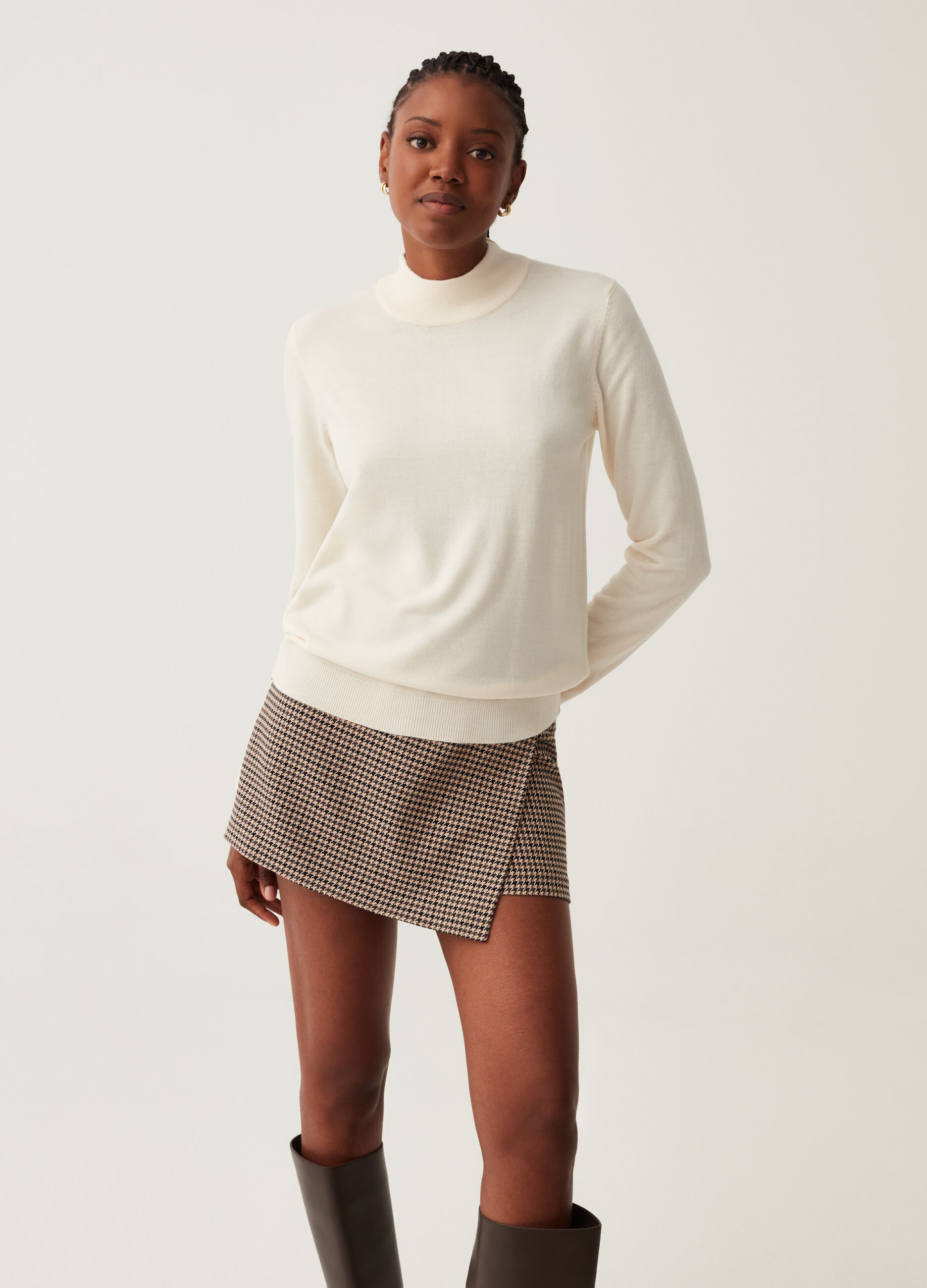 Pullover with mock neck