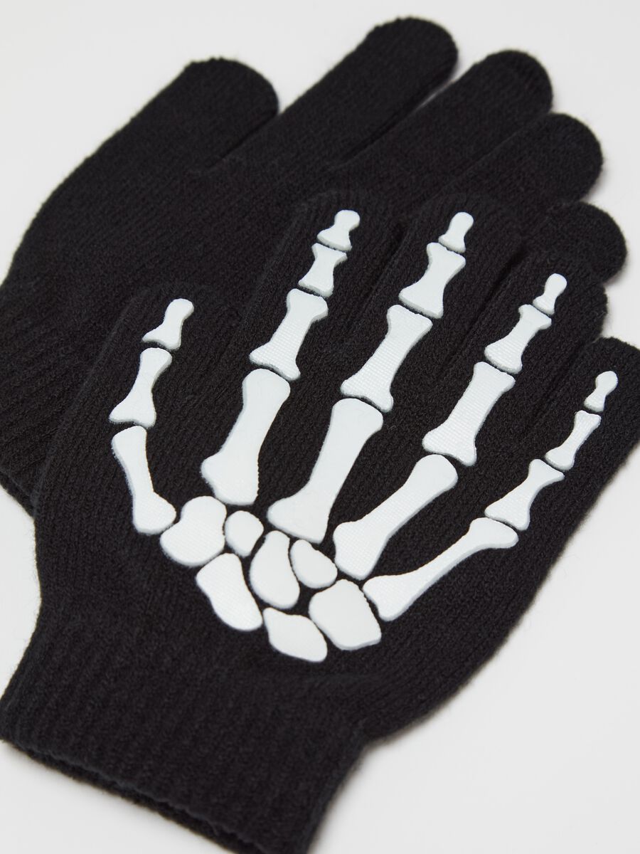 Gloves with skeleton hand print_2