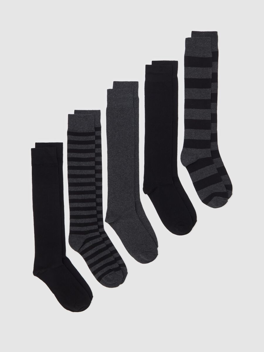 Five-pair pack long striped stretch socks_0