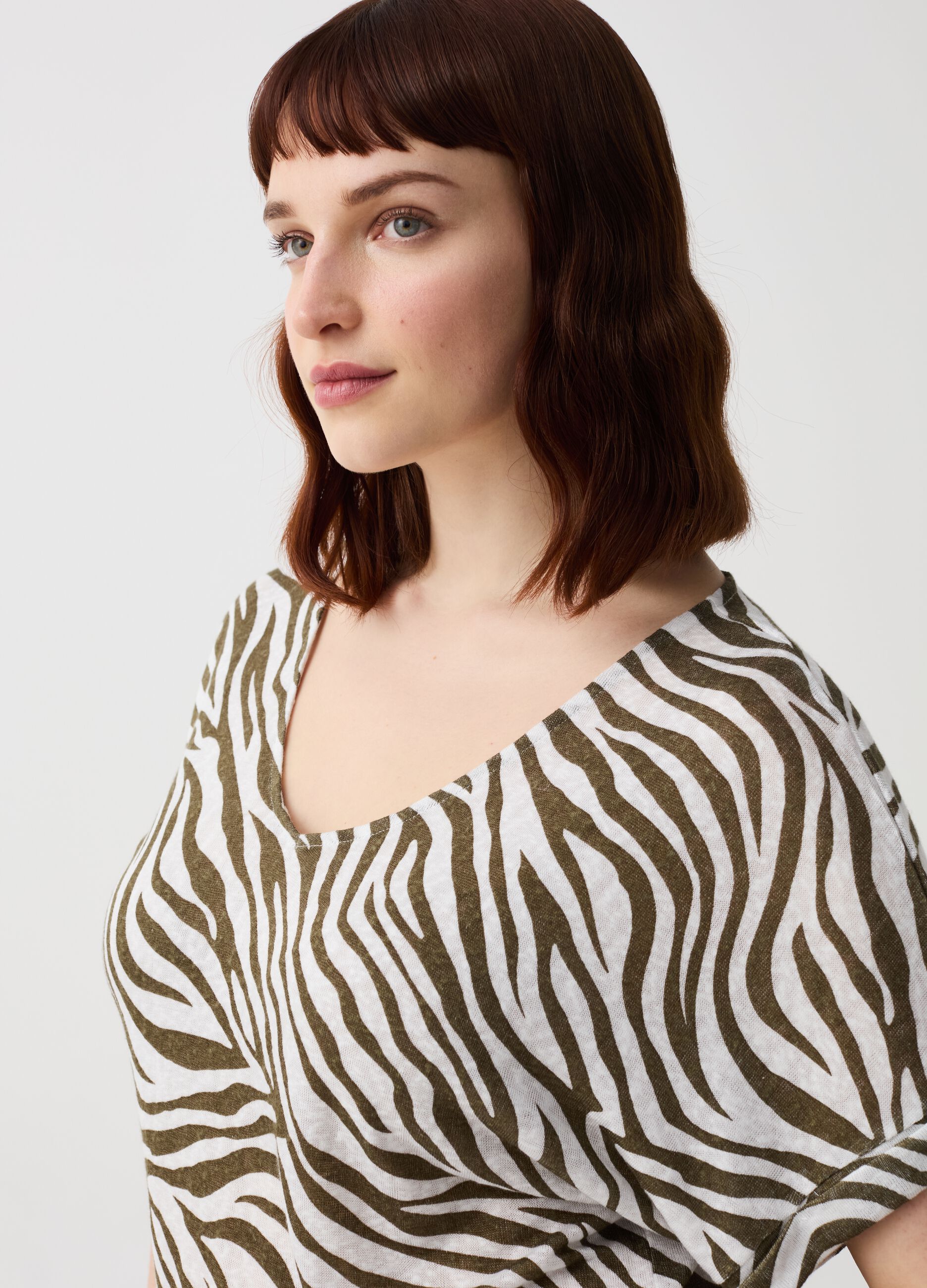 Curvy T-shirt with zebra print