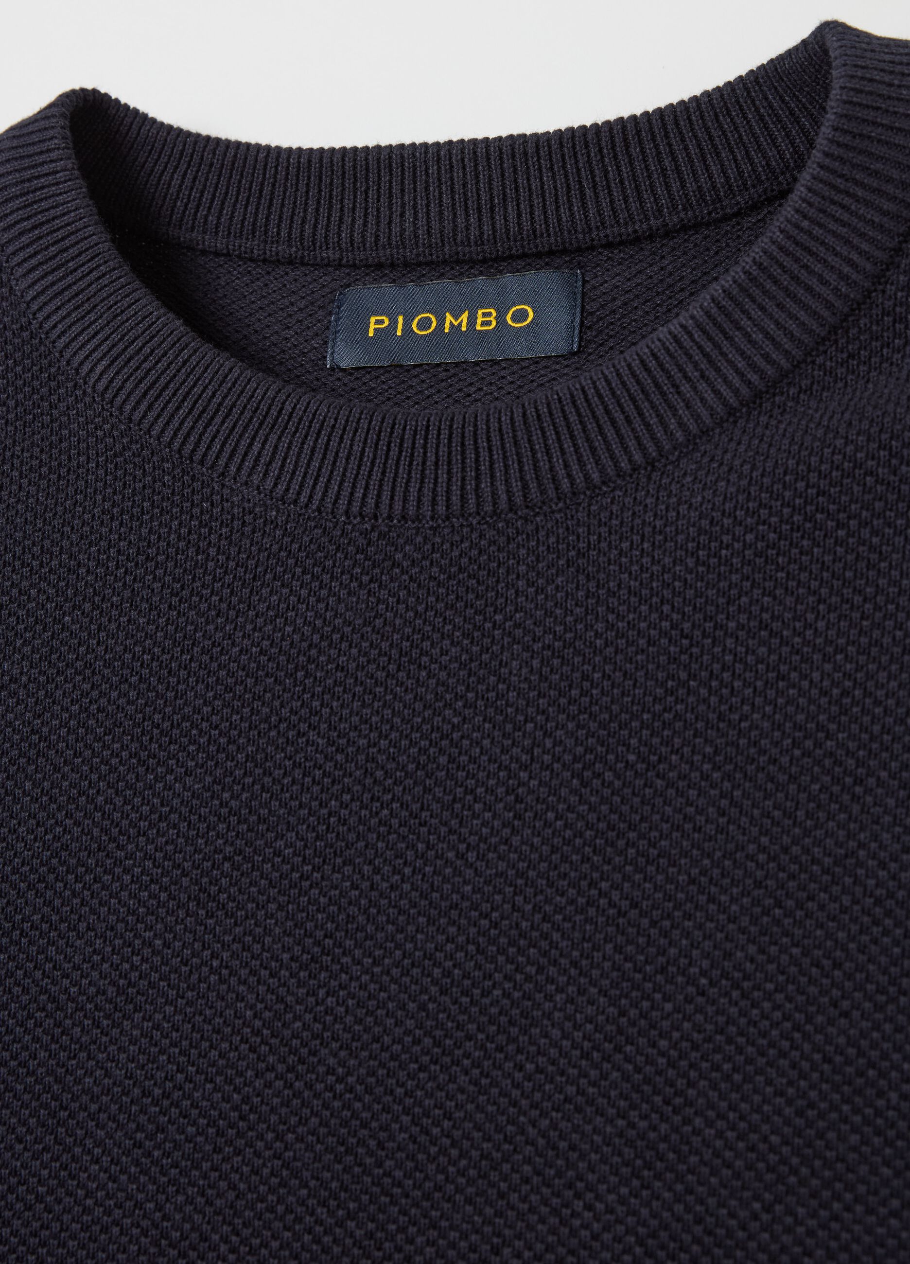 Piquet pullover with round neck