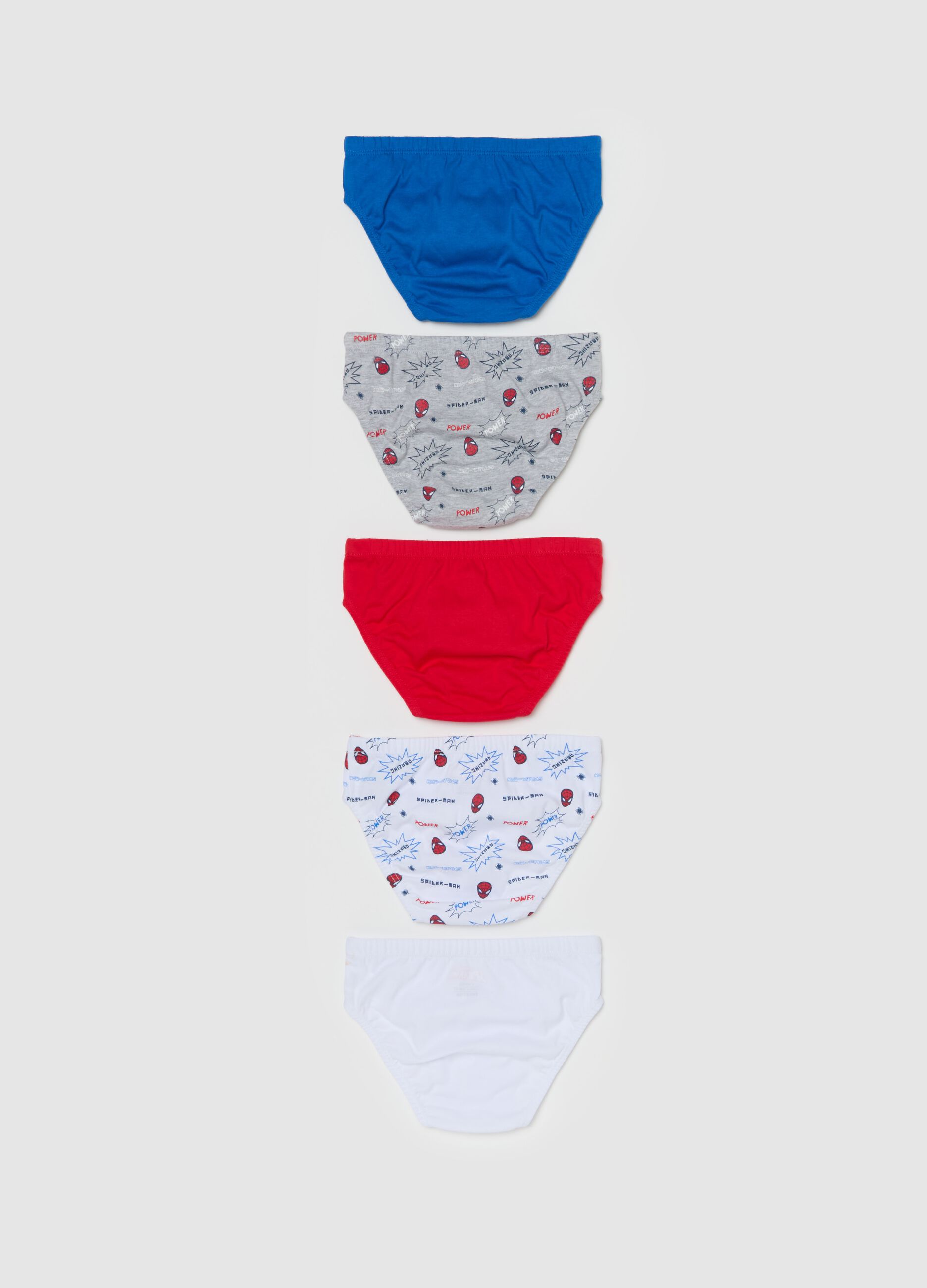 Five-pack organic cotton briefs with Spider-Man print