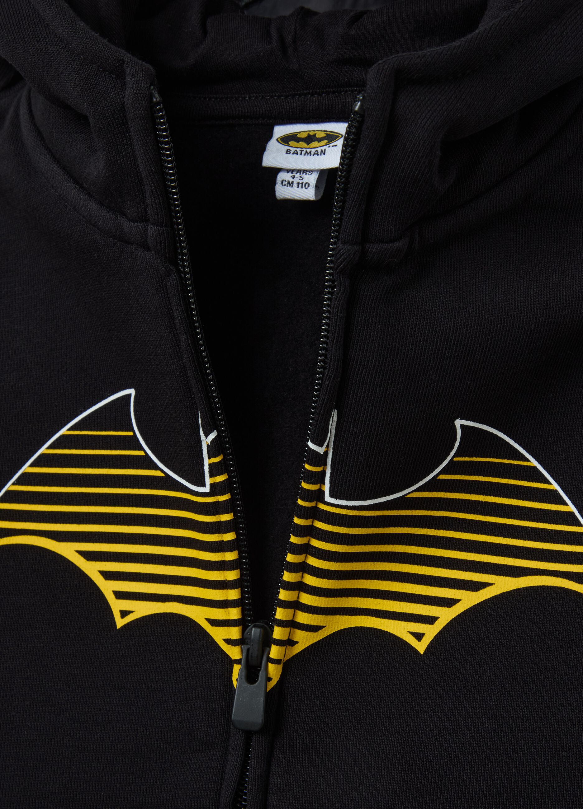 Full-zip sweatshirt with hood and Batman print