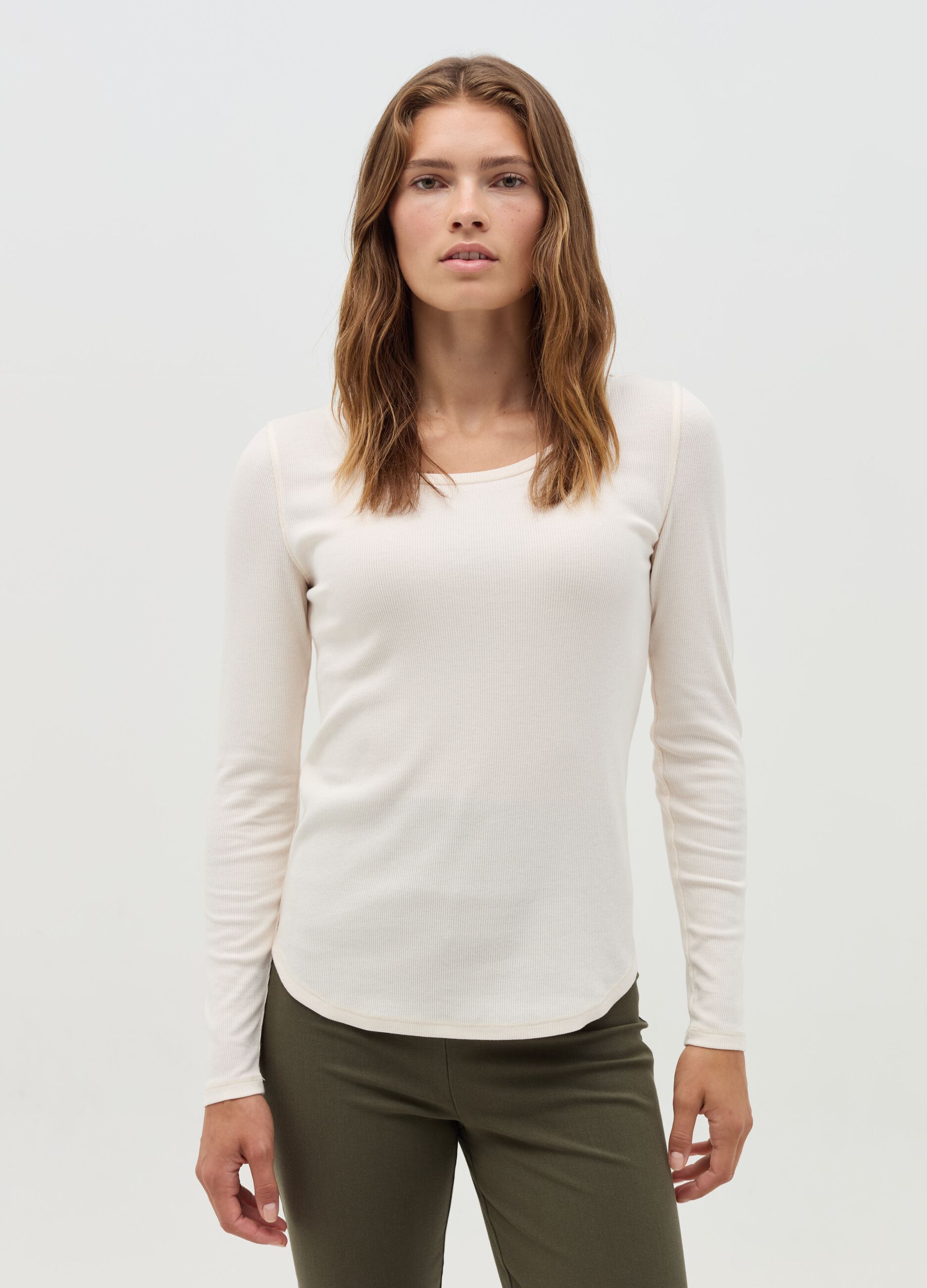 Ribbed maternity T-shirt with long sleeves