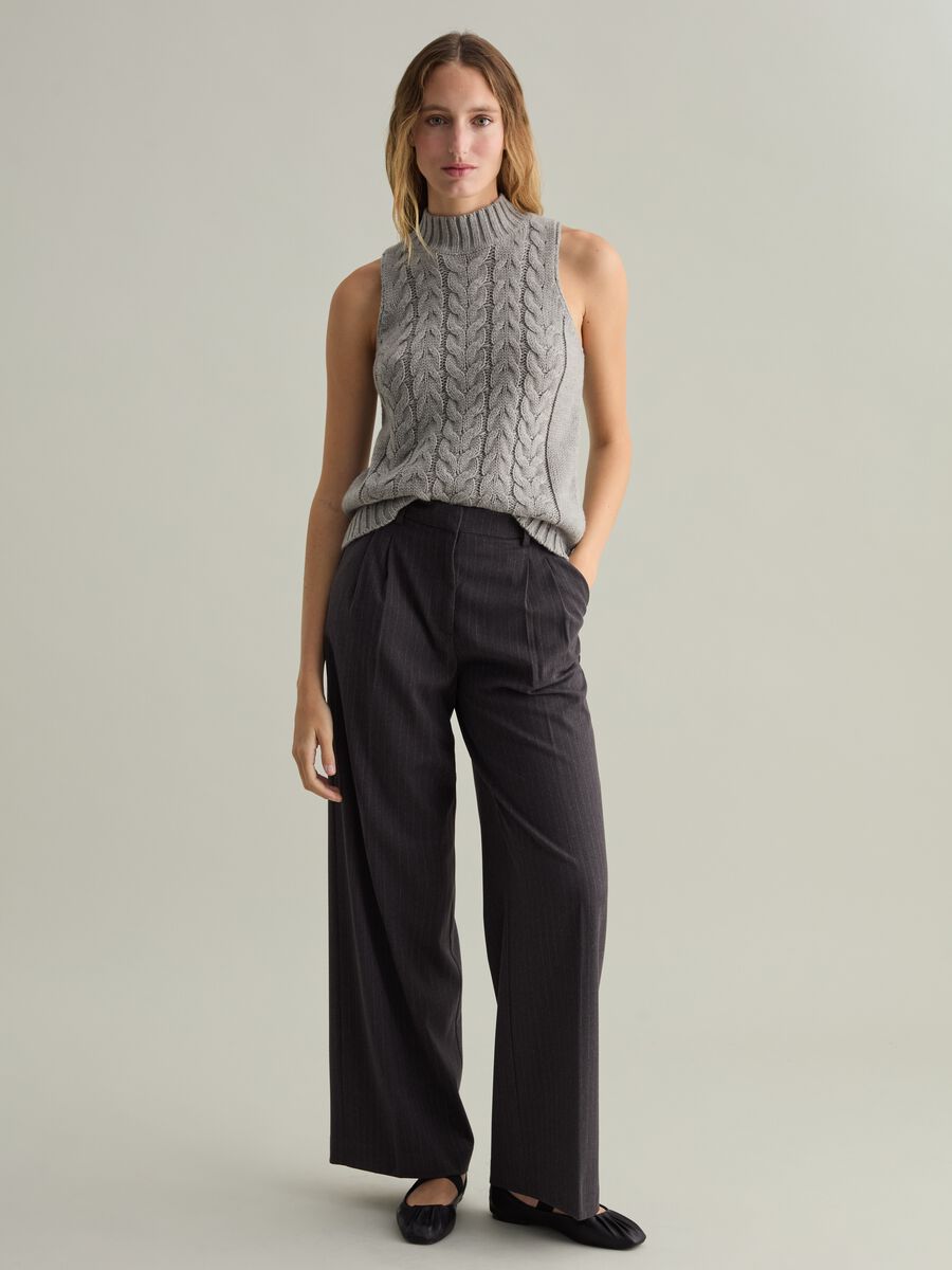 Wide-leg pinstriped trousers_0