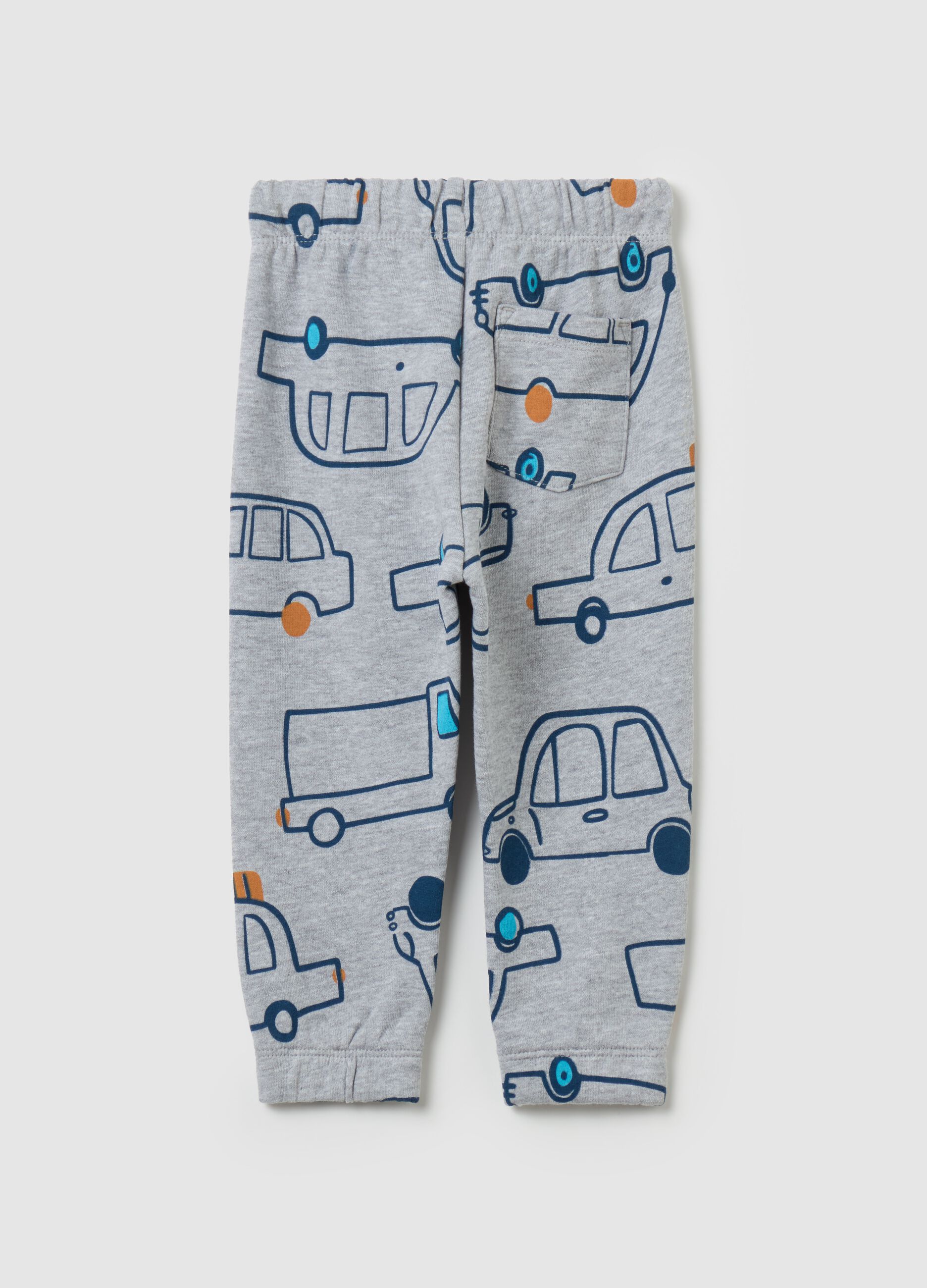 Fleece joggers with drawstring and print