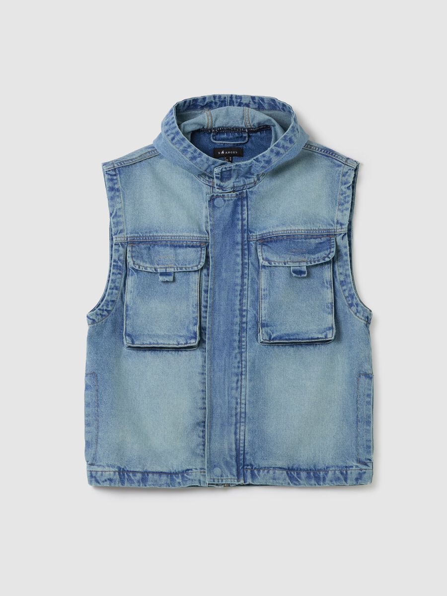 Denim gilet with hood_4