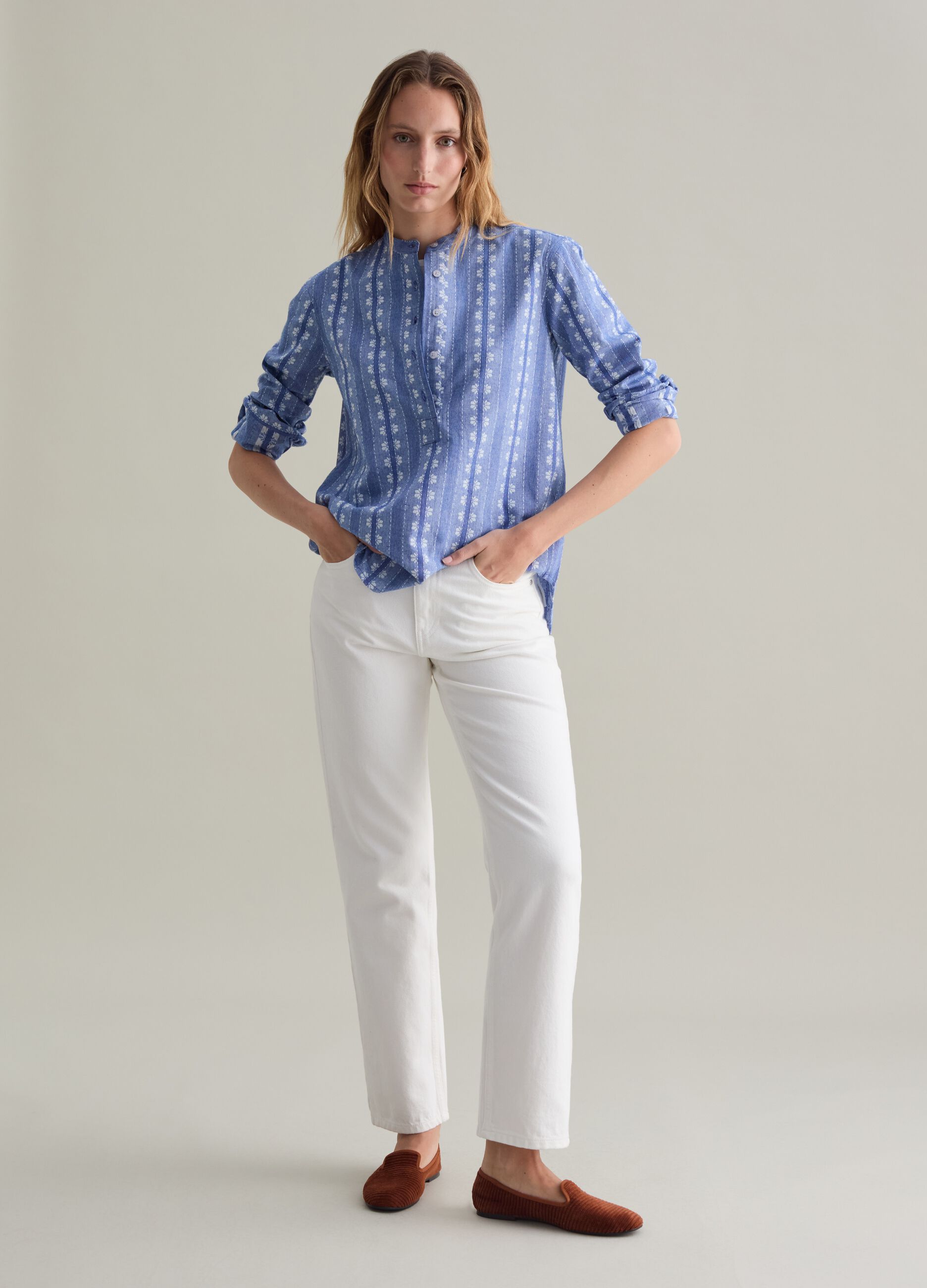 Striped blouse with embroidered details