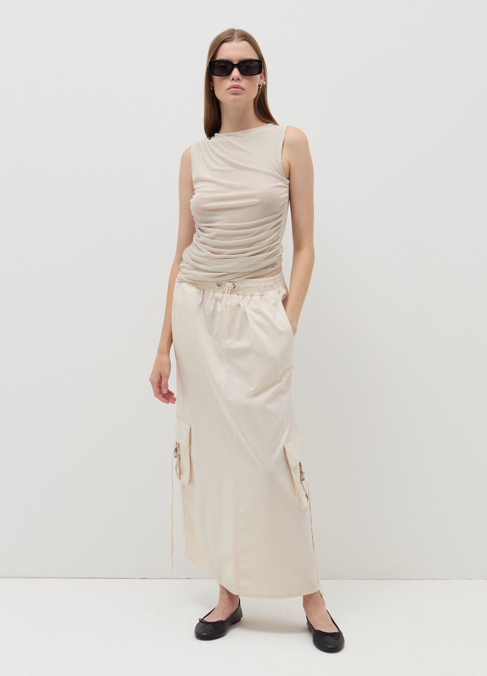 Long cargo parachute skirt