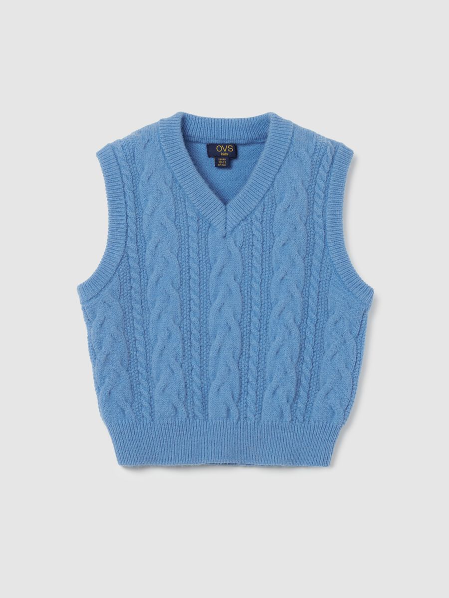 Cable-knit gilet with V neck_0