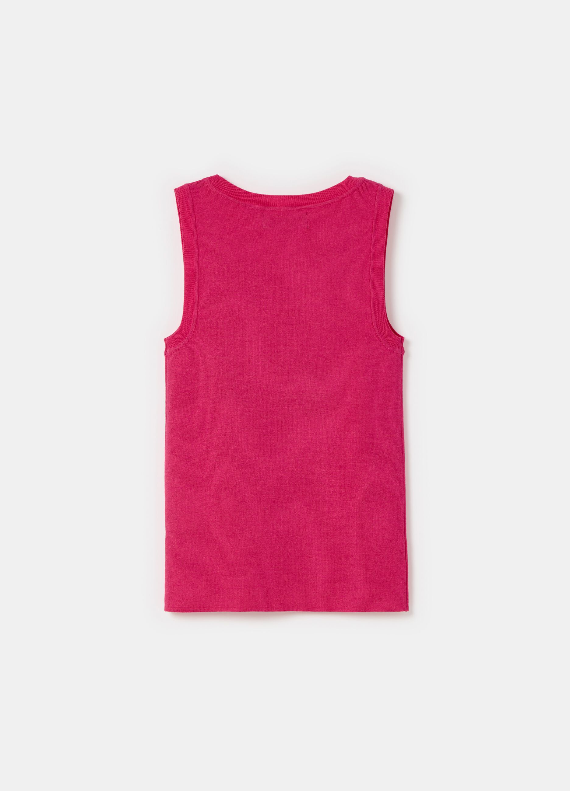 Ribbed tank top with round neckline