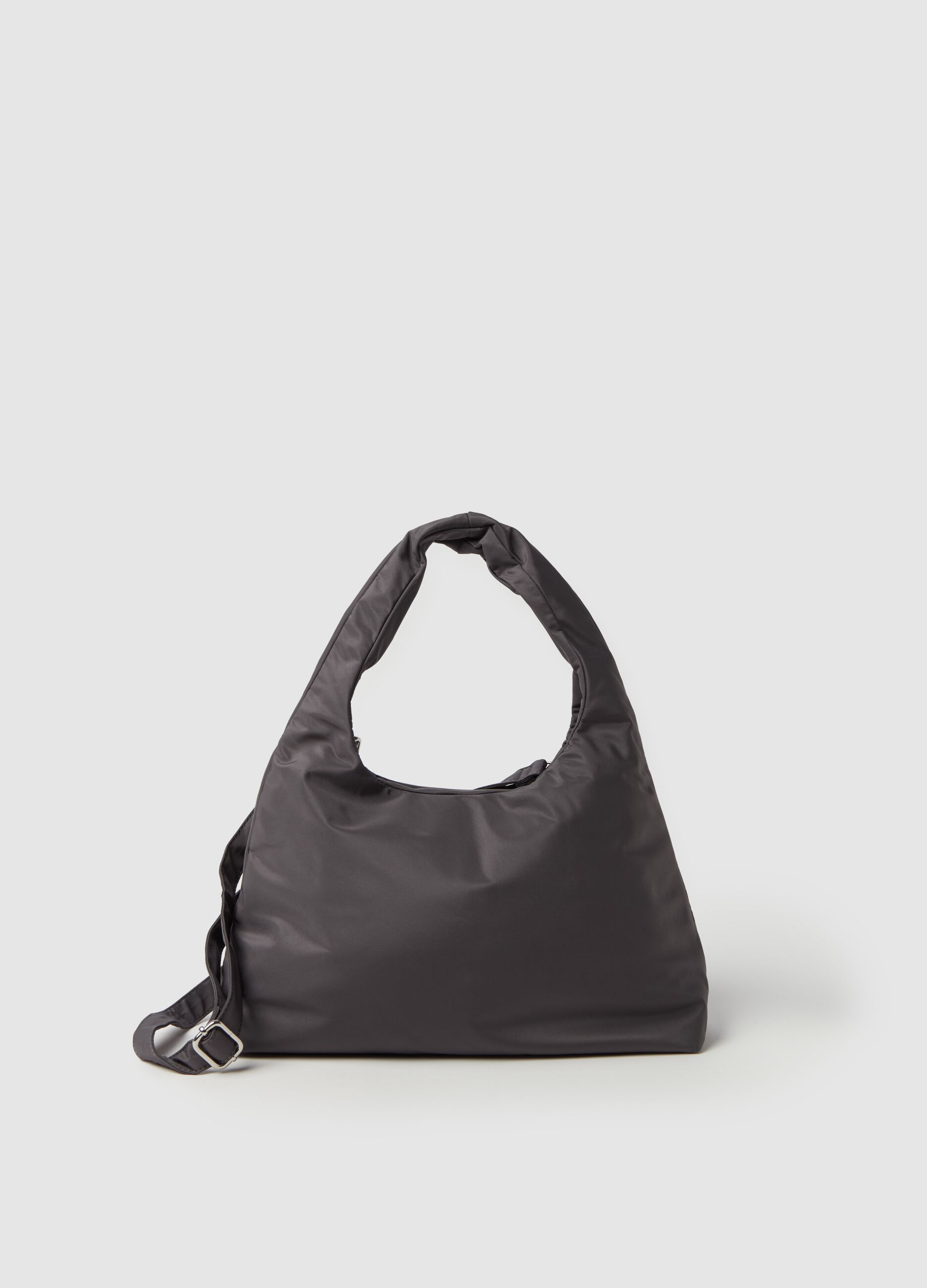 Nylon hobo bag with shoulder strap