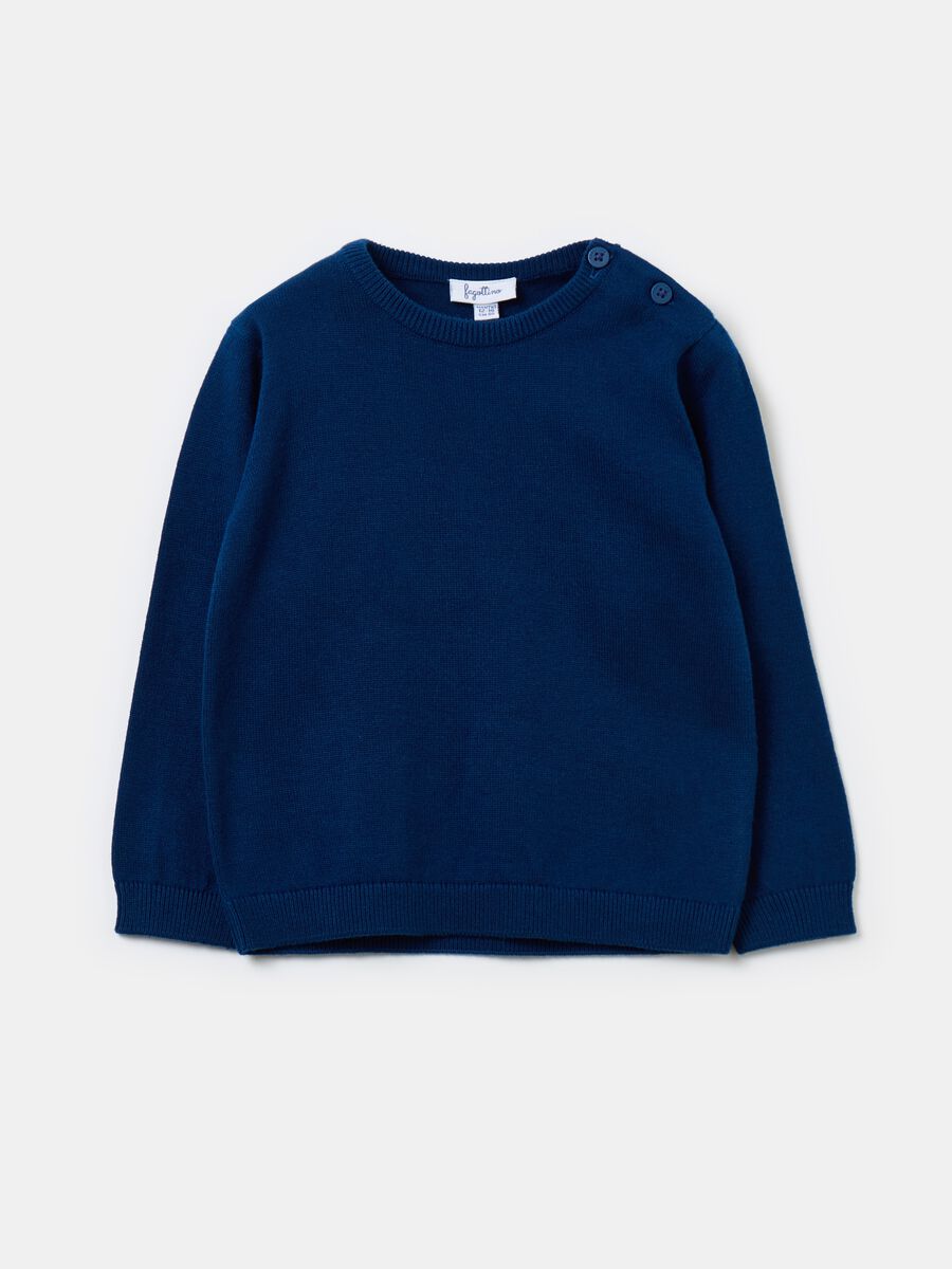 Solid colour 100% cotton knit pullover_0