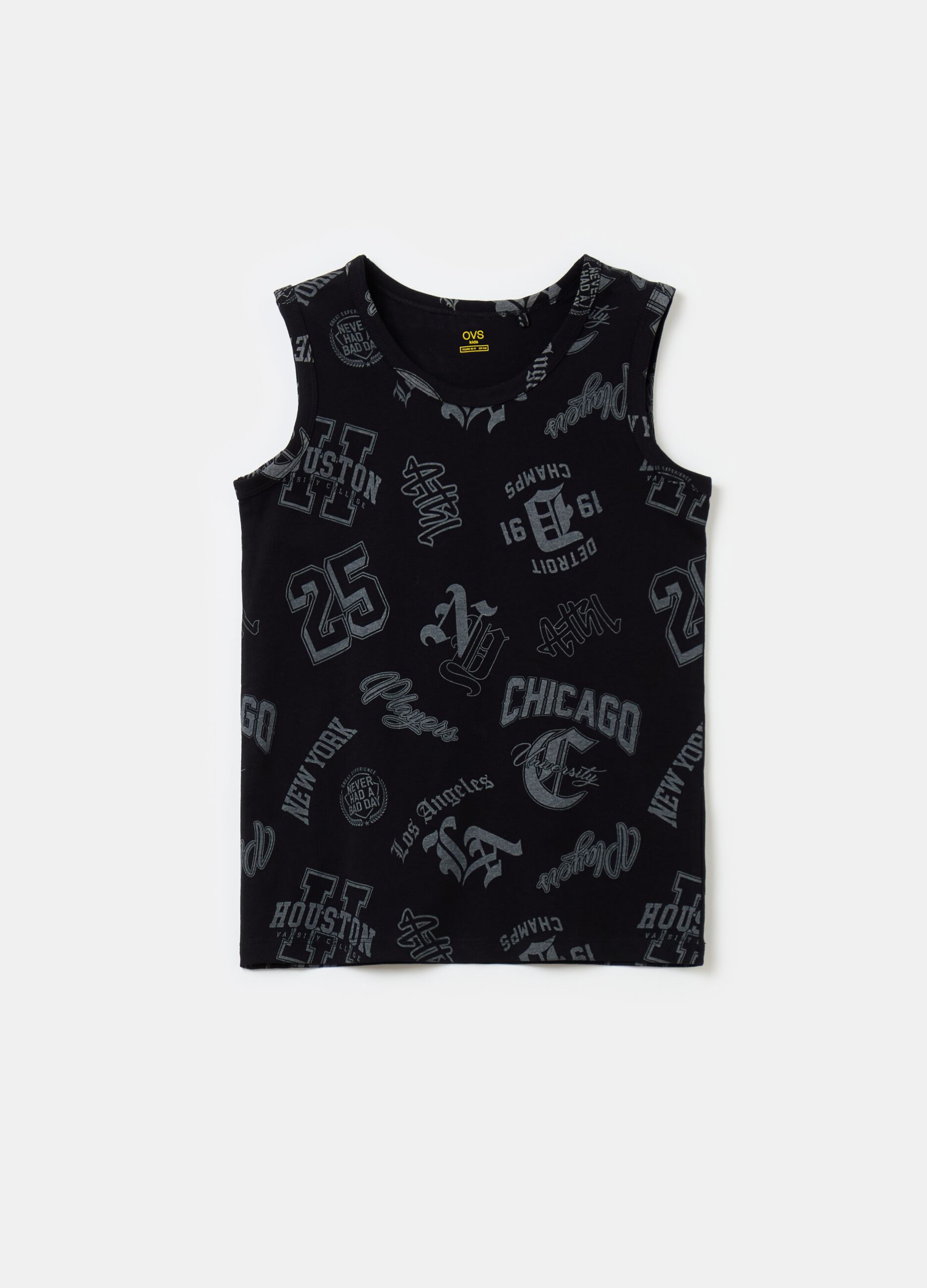 Cotton racerback vest with print