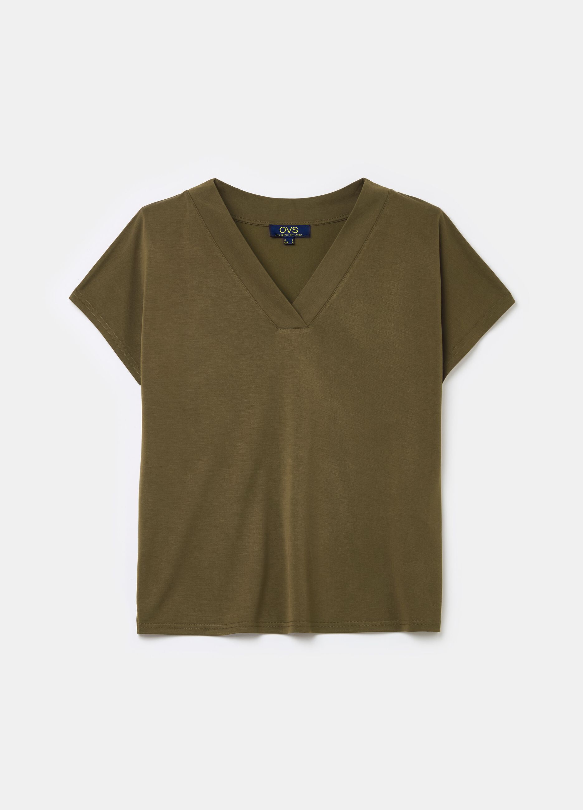 T-shirt with V neck and kimono sleeves