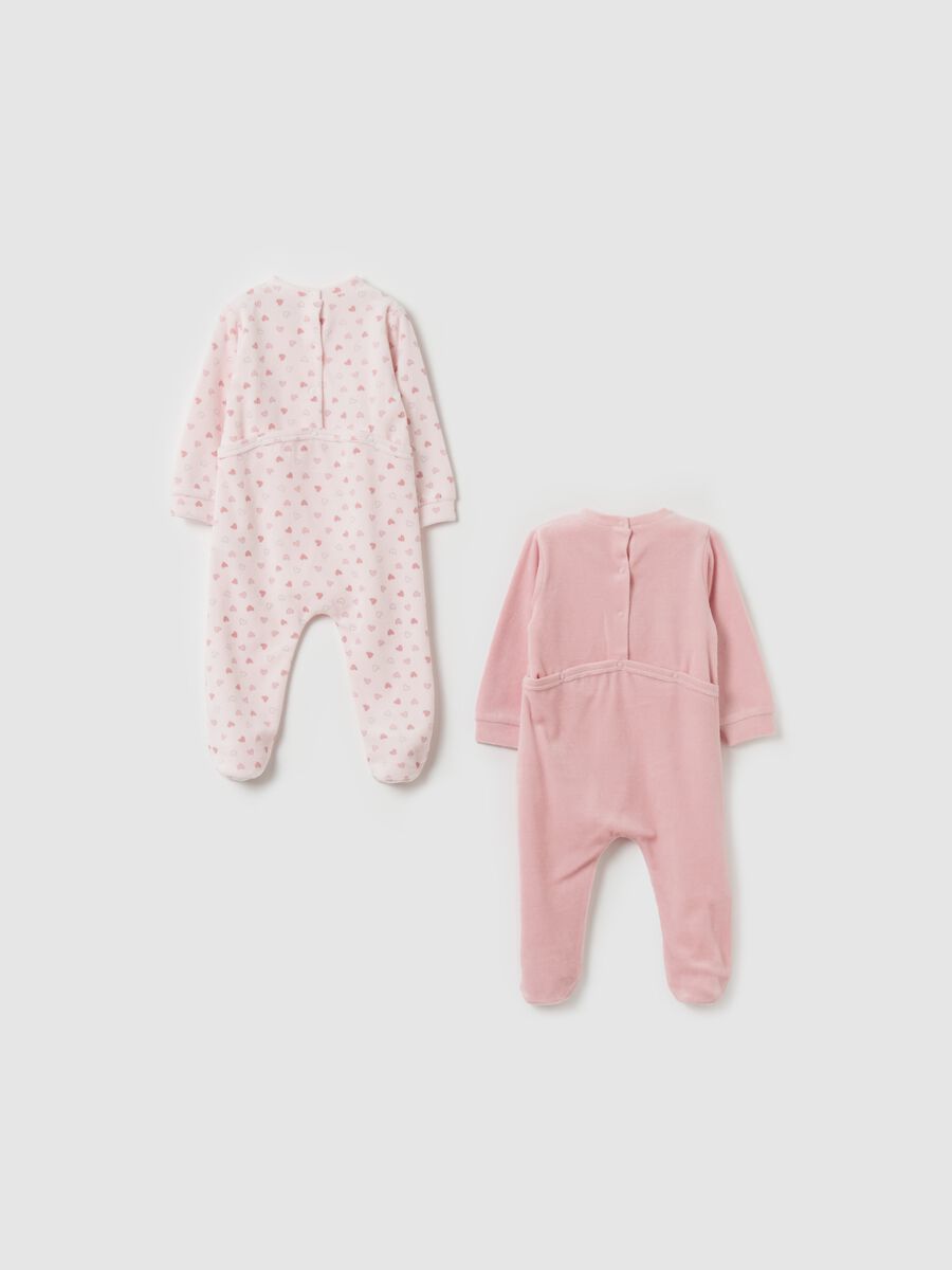 Two-pack velour onesies with feet_1