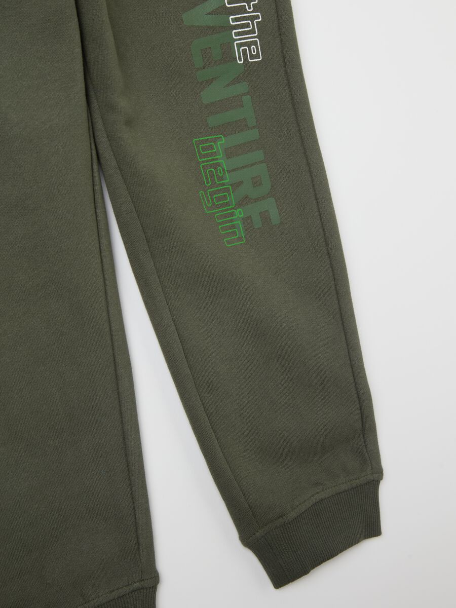 Fleece joggers with drawstring and lettering print_3