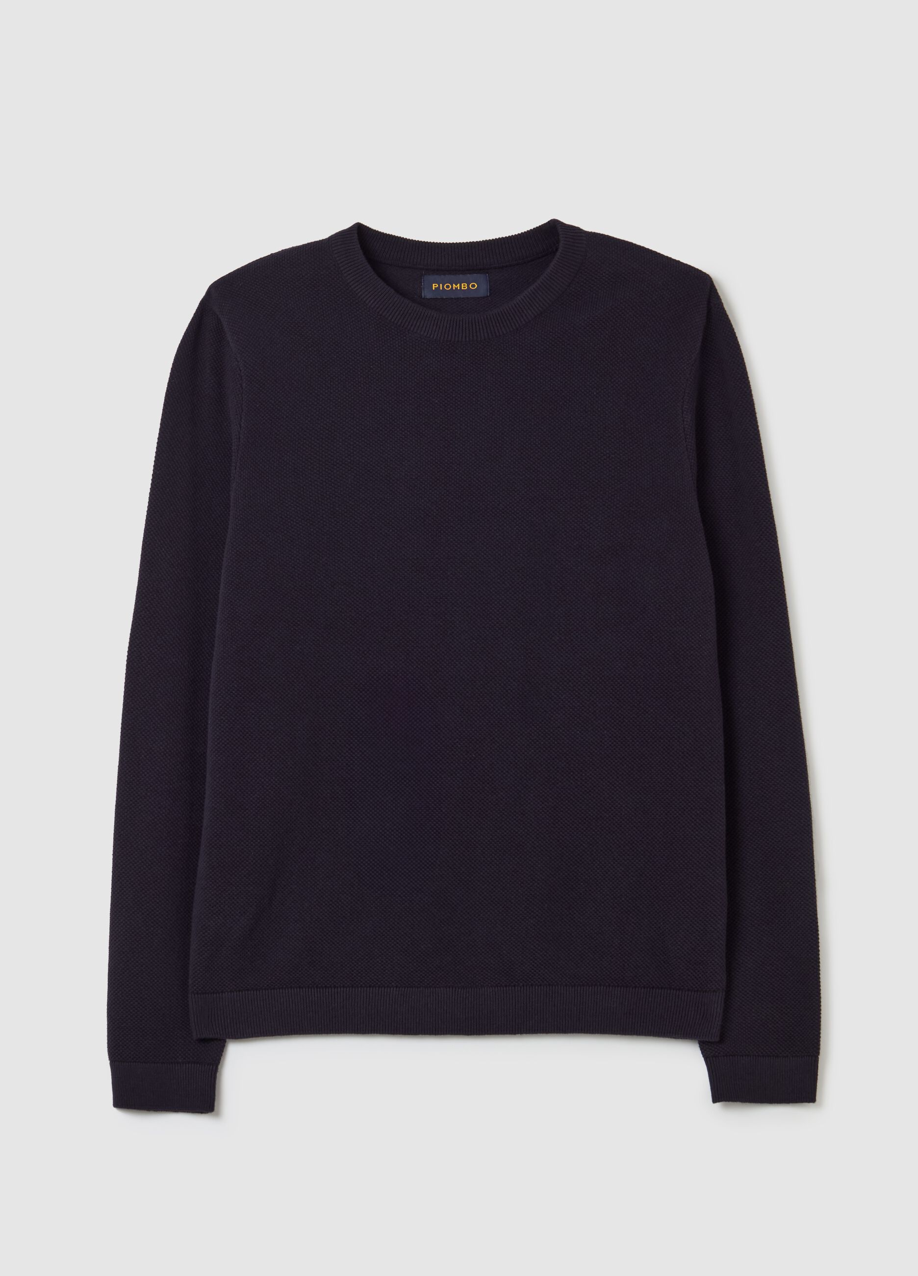 Piquet pullover with round neck