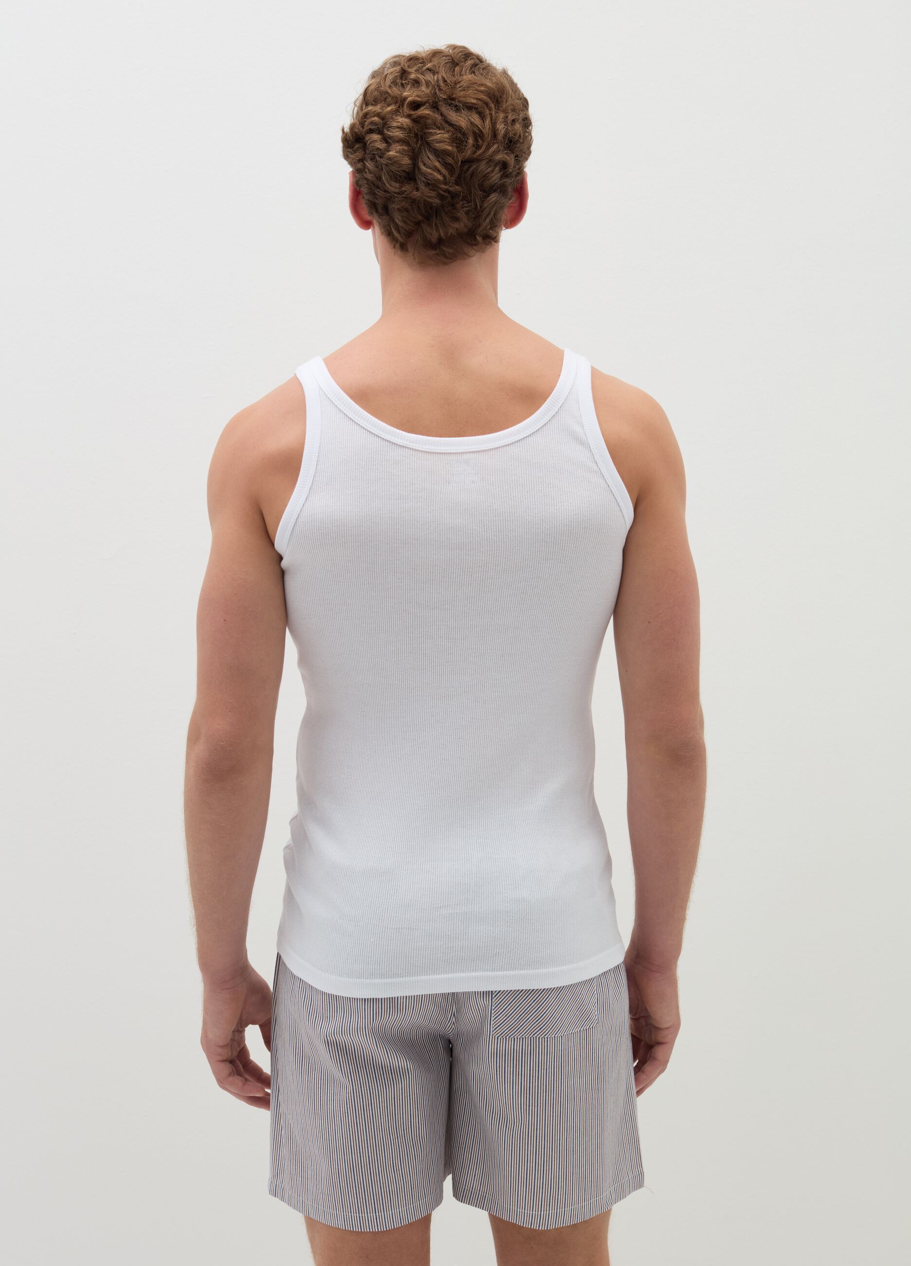 Two-pack ribbed organic cotton racerback vests