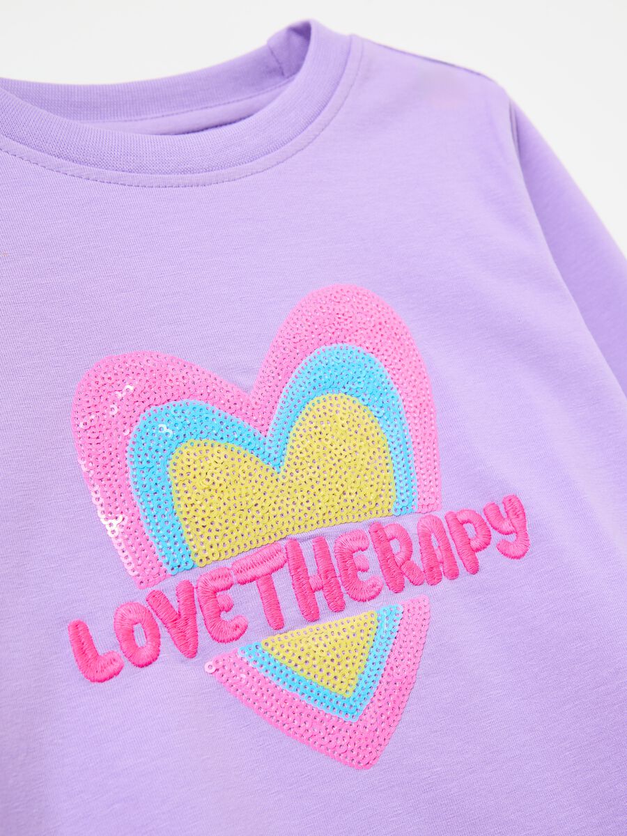 Long-sleeves T-shirt with sequinned heart_2