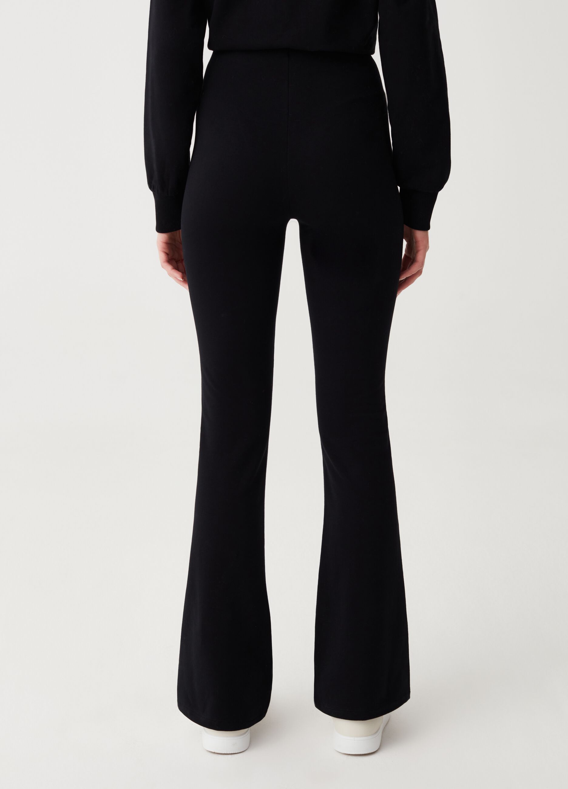 Flare-fit trousers with raised stitching