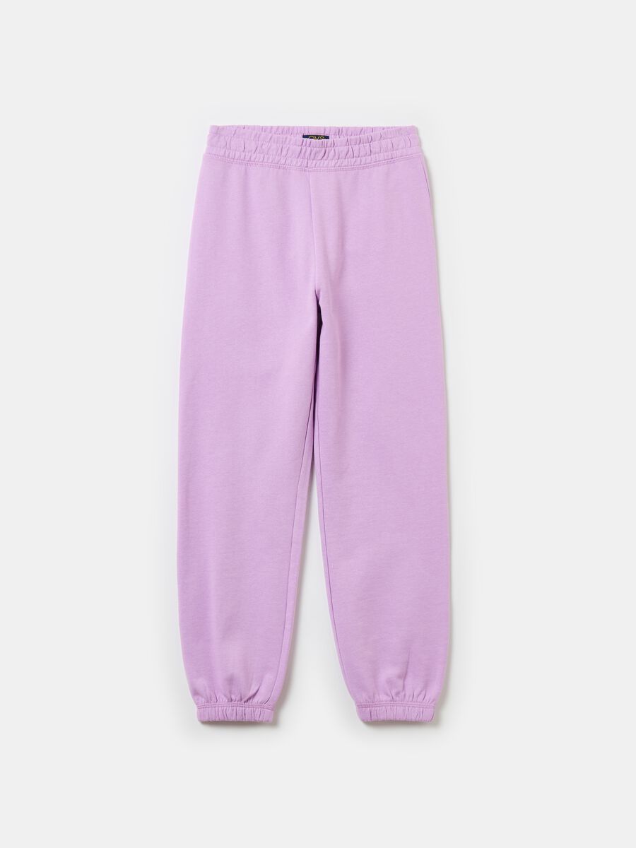 Fleece joggers with elasticated edging_0