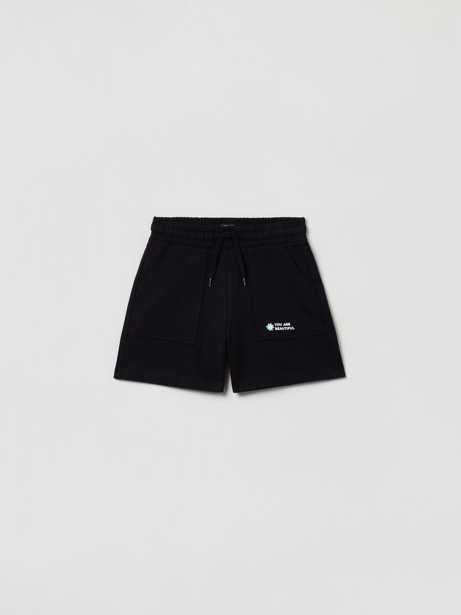 Shorts de tejido rizado con estampado_0