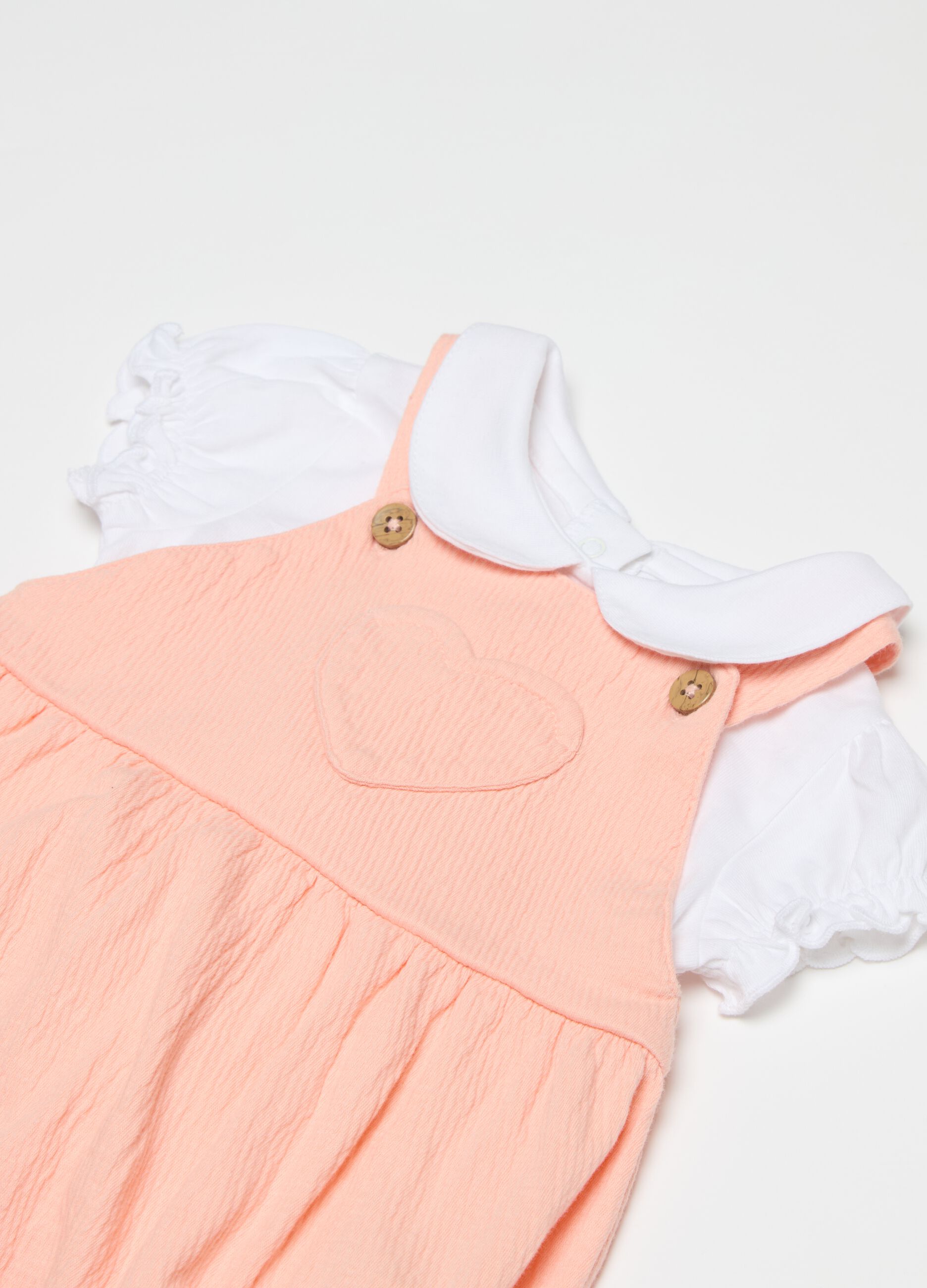 T-shirt and romper suit set in organic cotton