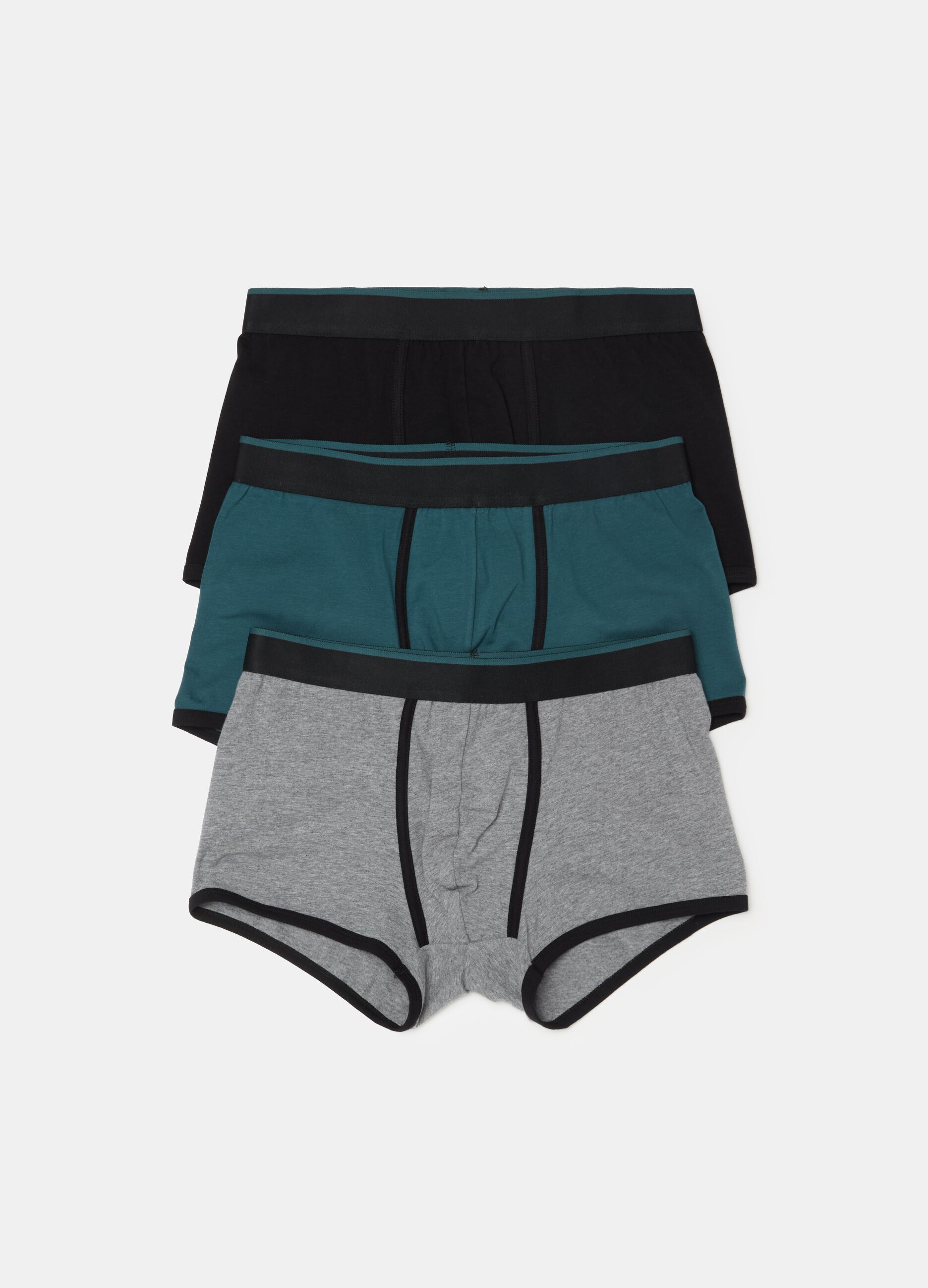 Three-pack boxer shorts with contrasting piping