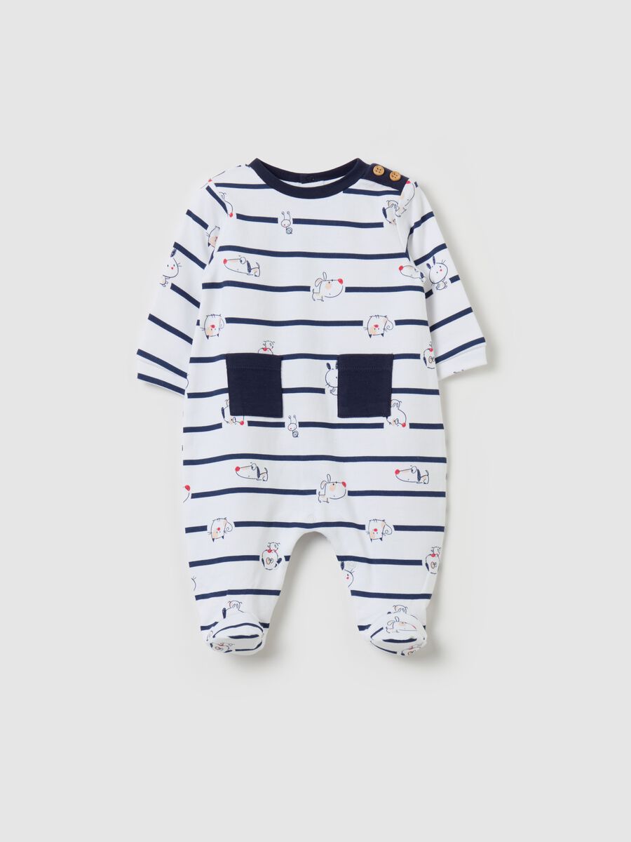 Organic cotton onesie with feet and print_0