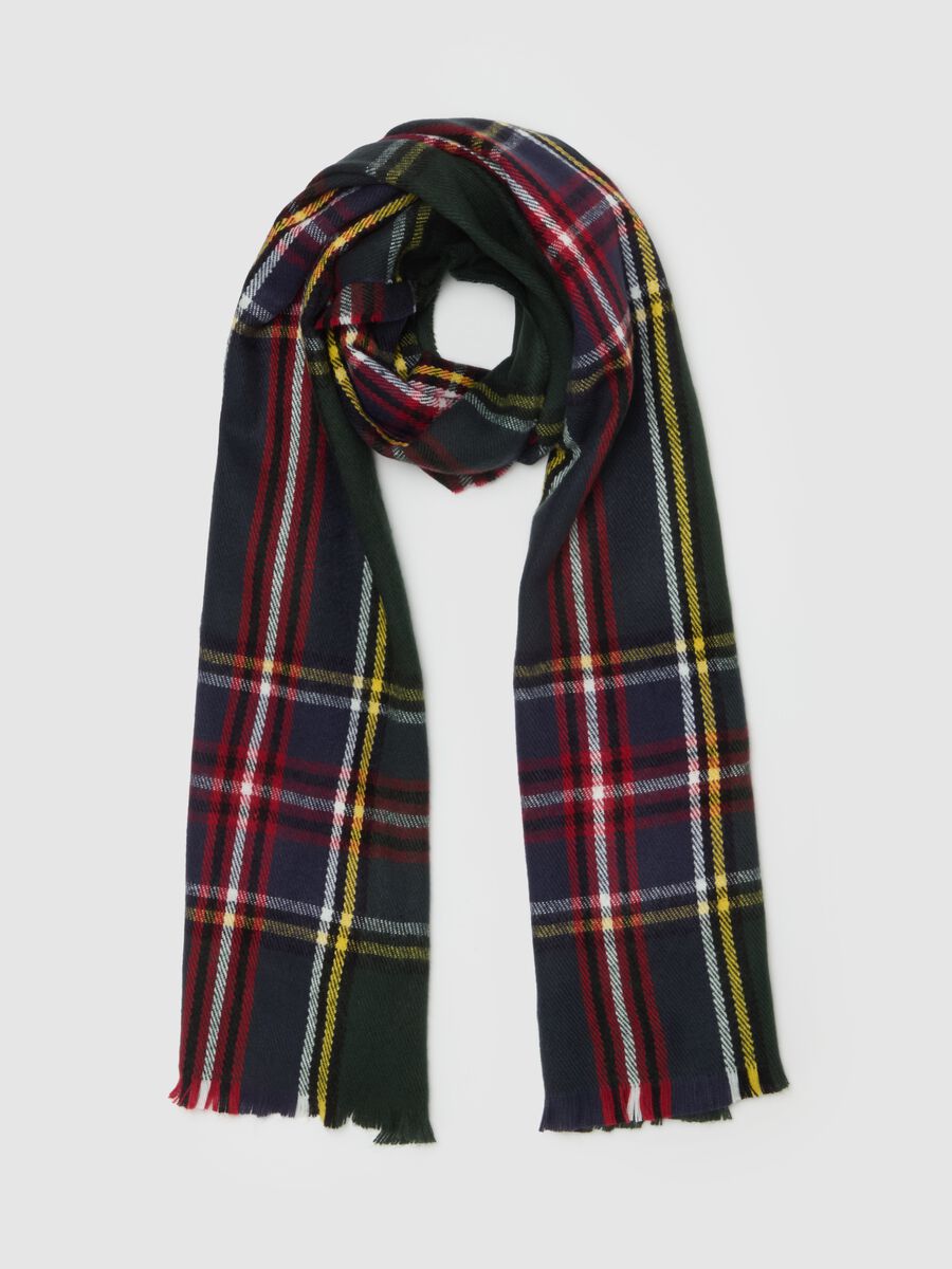 Tartan scarf with fringing_0