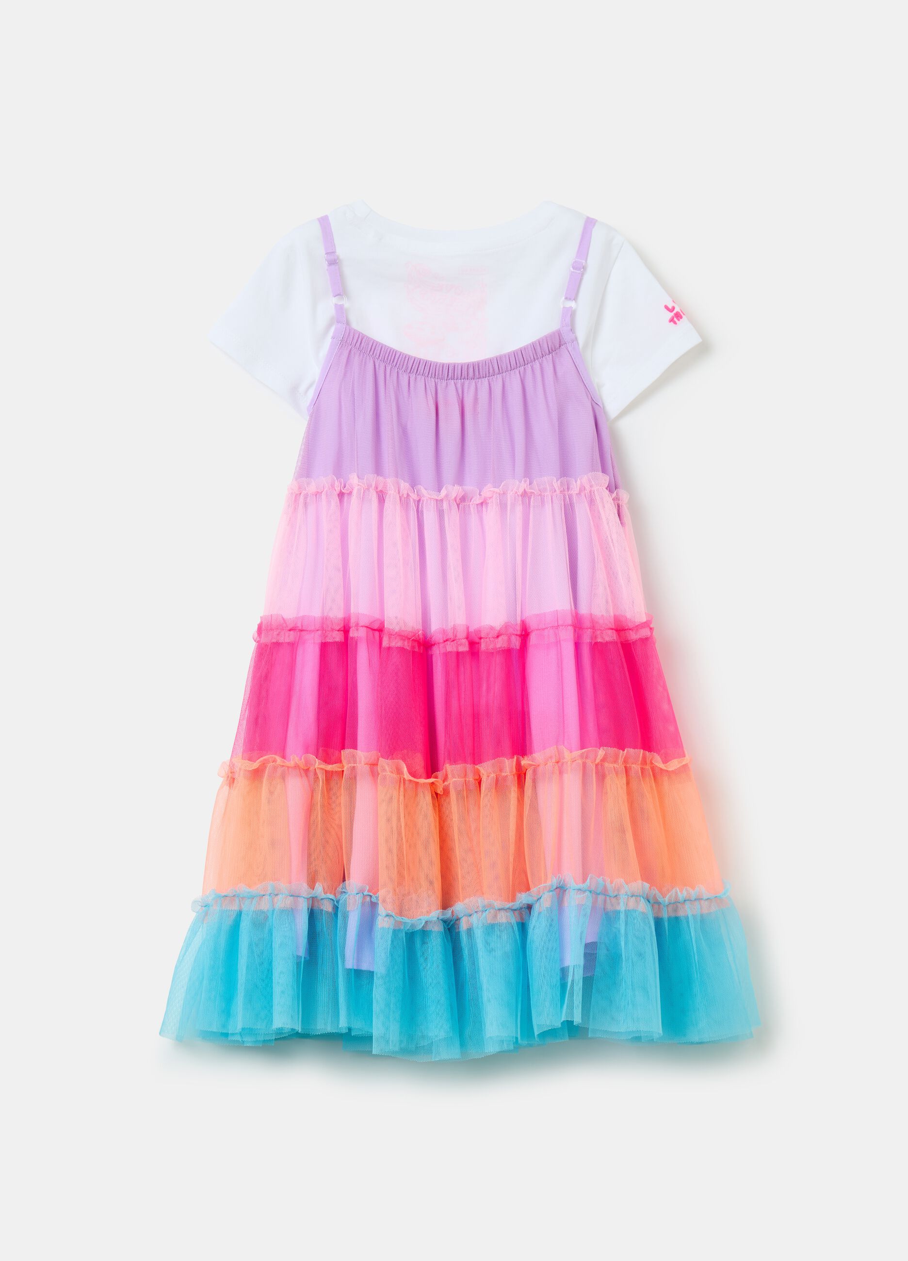 T-shirt and dress set in multicoloured tulle