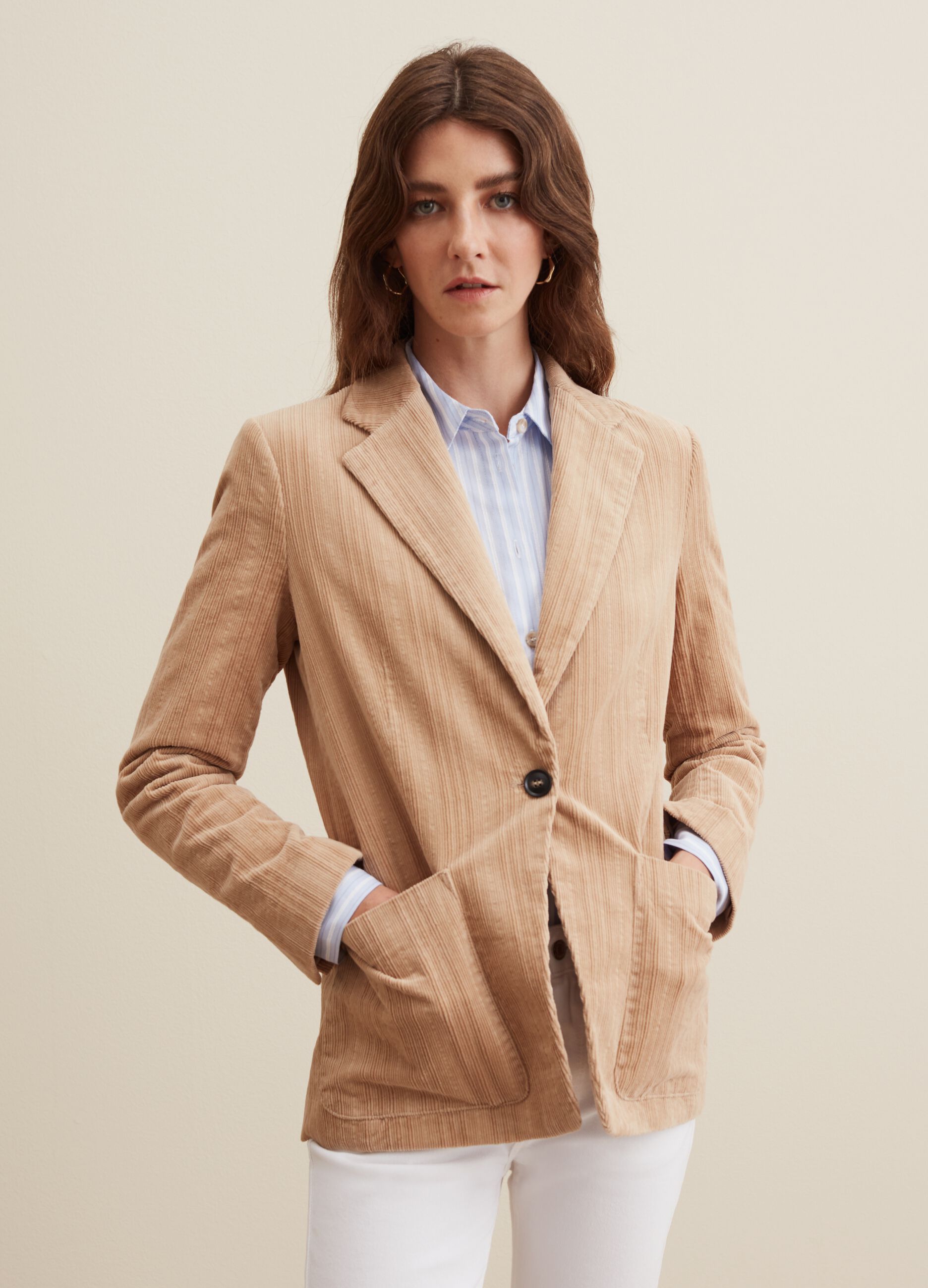 Single-breasted blazer in corduroy