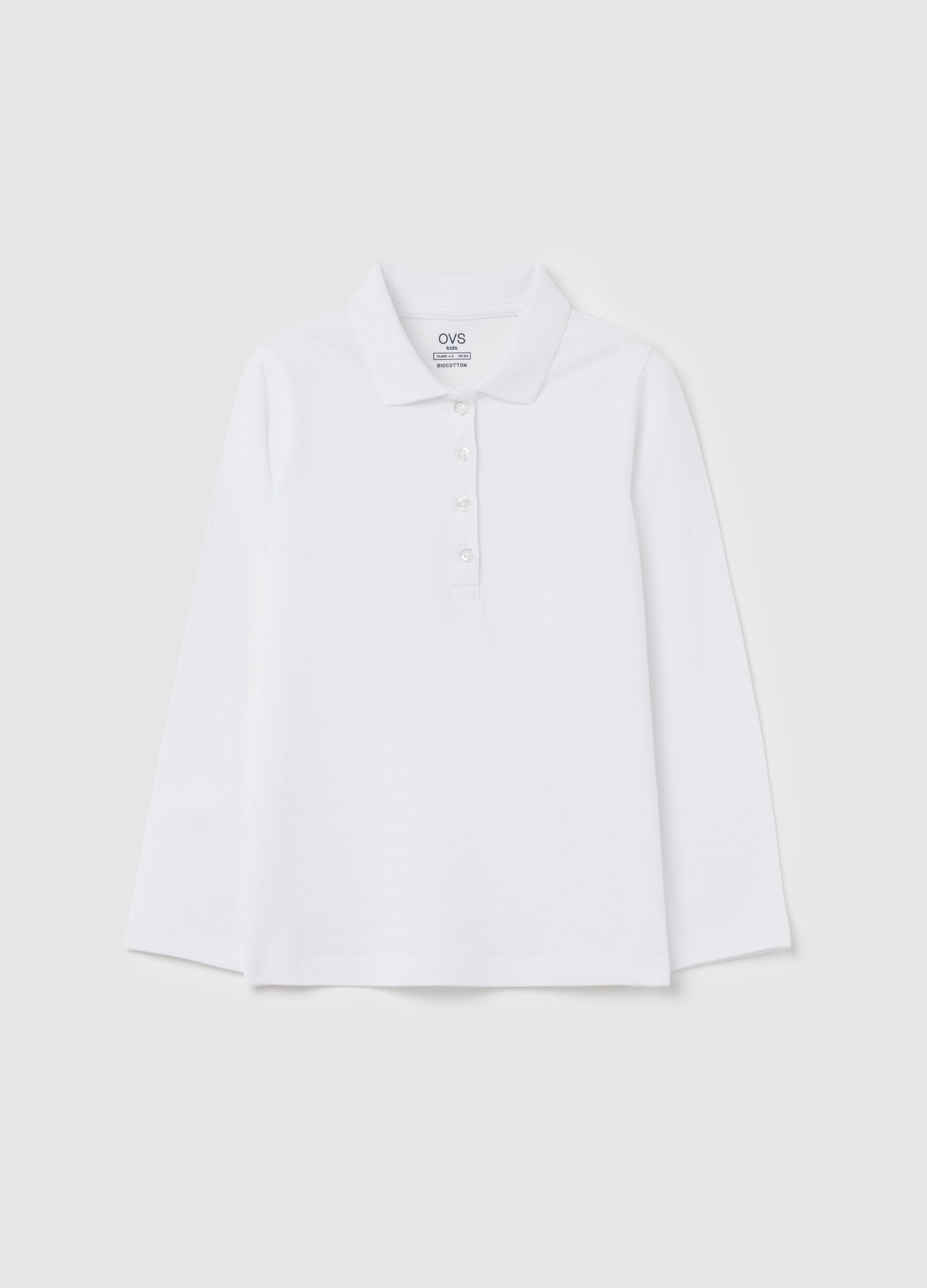 Long-sleeved polo shirt in organic cotton