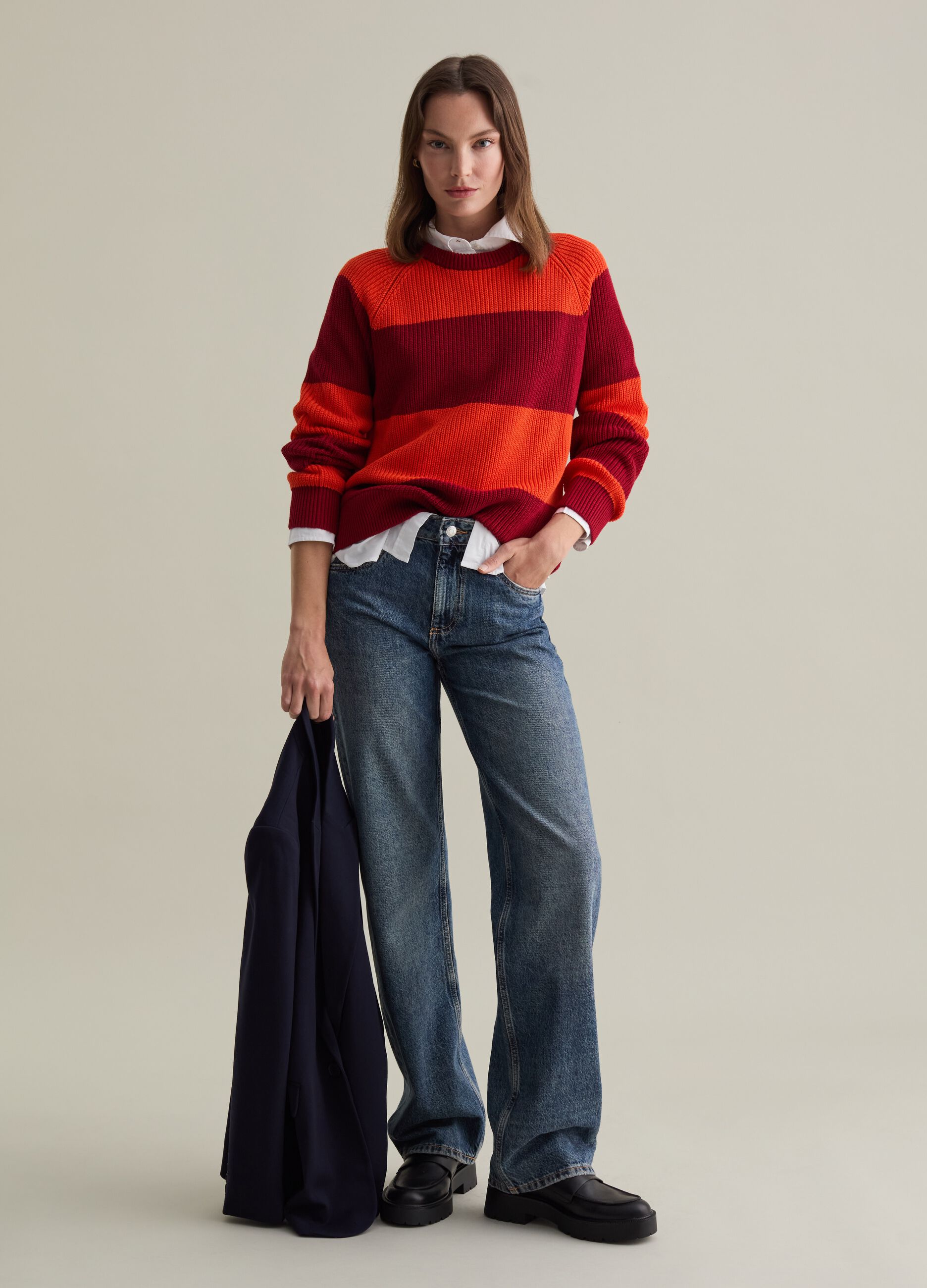 Striped pullover with raglan sleeves