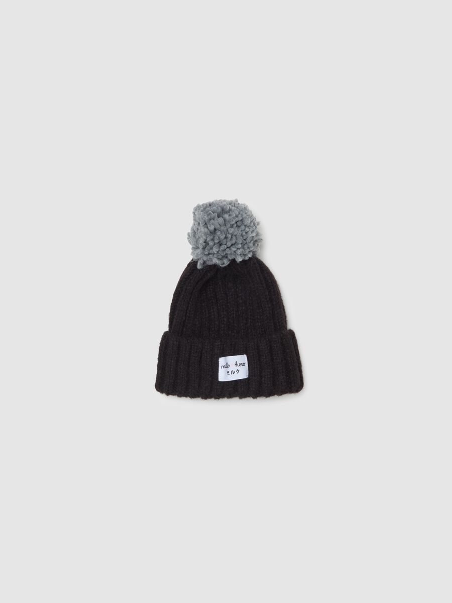 Ribbed hat with pompom_0