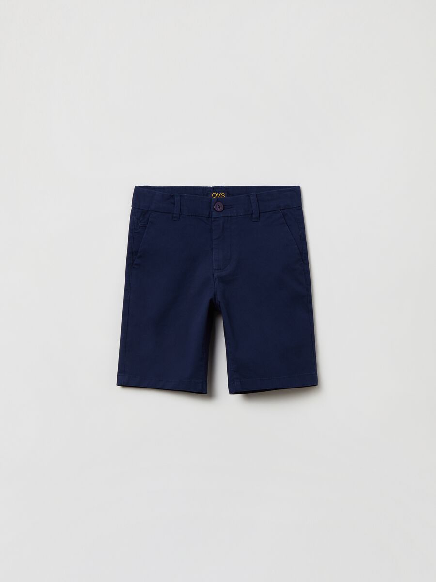 Stretch cotton chino Bermuda shorts_0