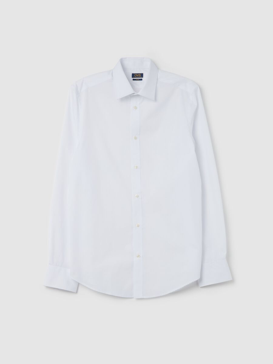 Slim-fit shirt with bluff collar_0