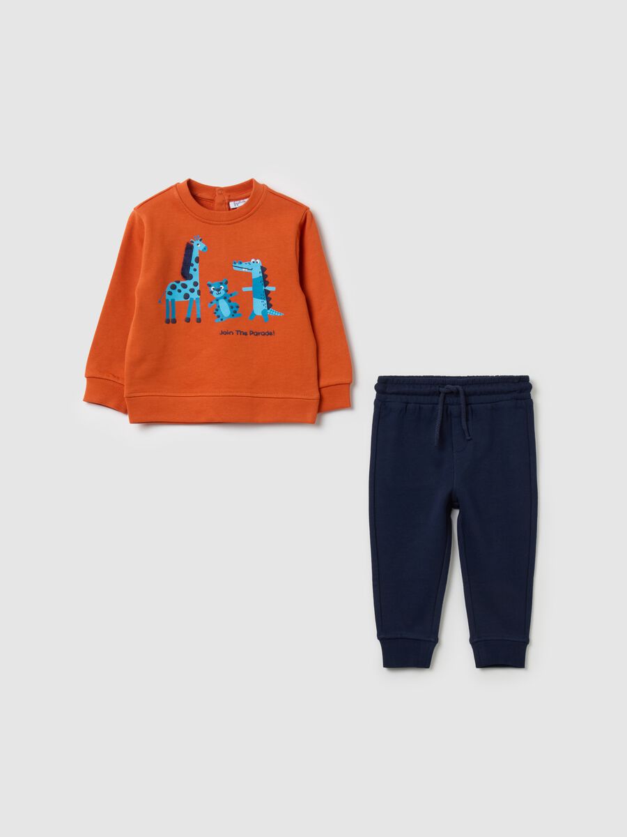 Jogging set in cotone con stampa animaletti_0