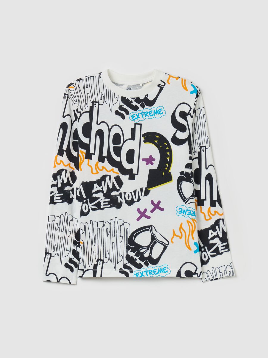 T-shirt a maniche lunghe con stampa all-over_0