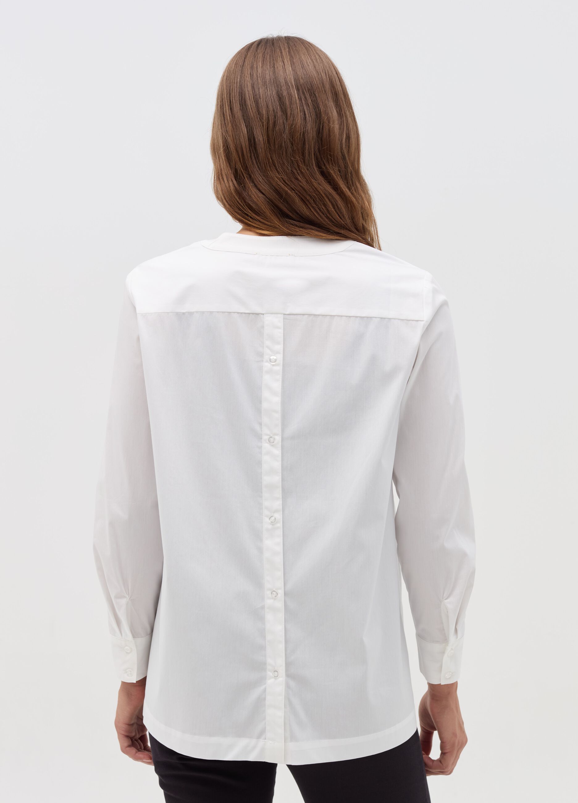 Maternity shirt with mandarin collar