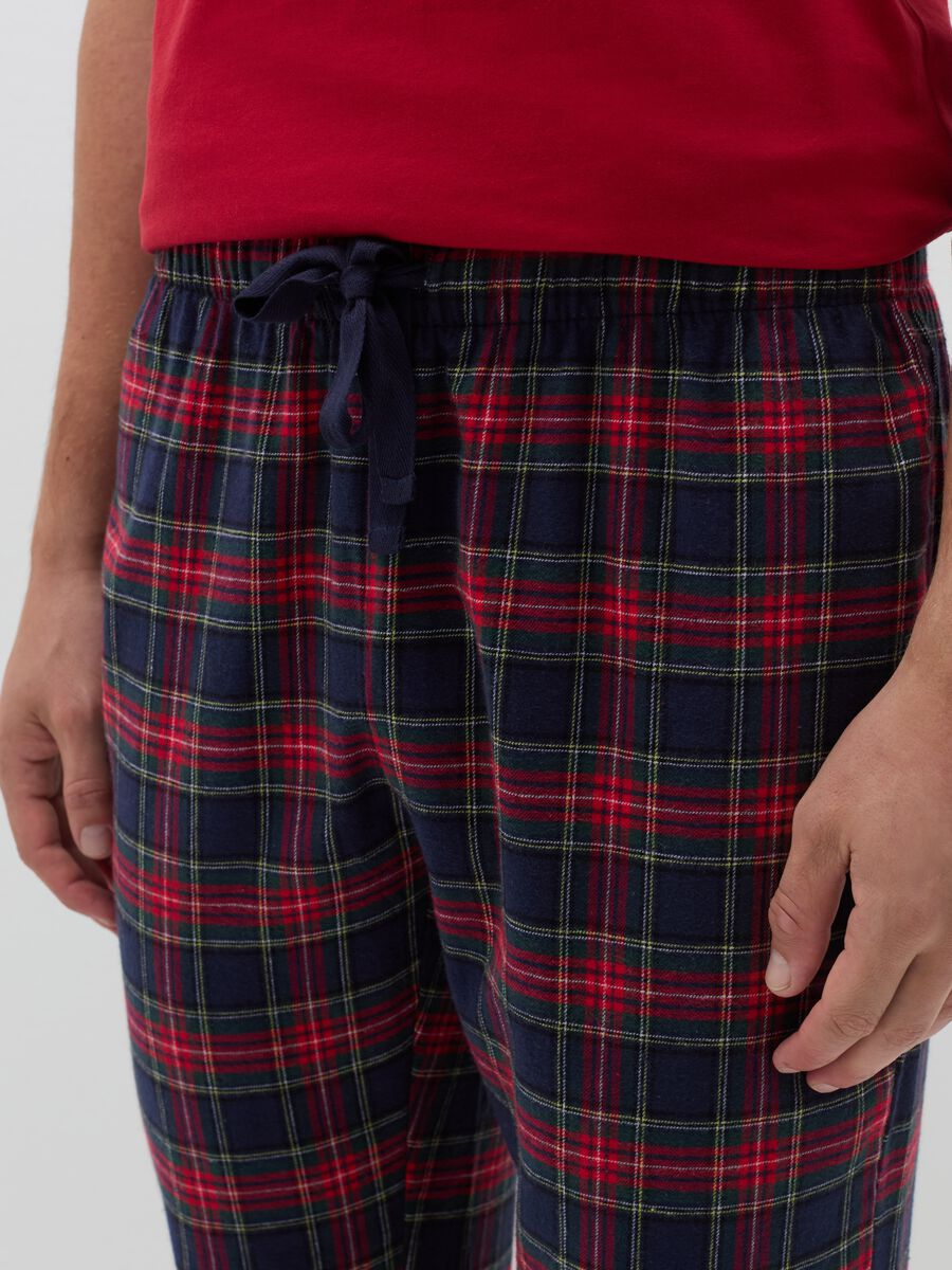 Pantalone pigiama in flanella fantasia tartan_3