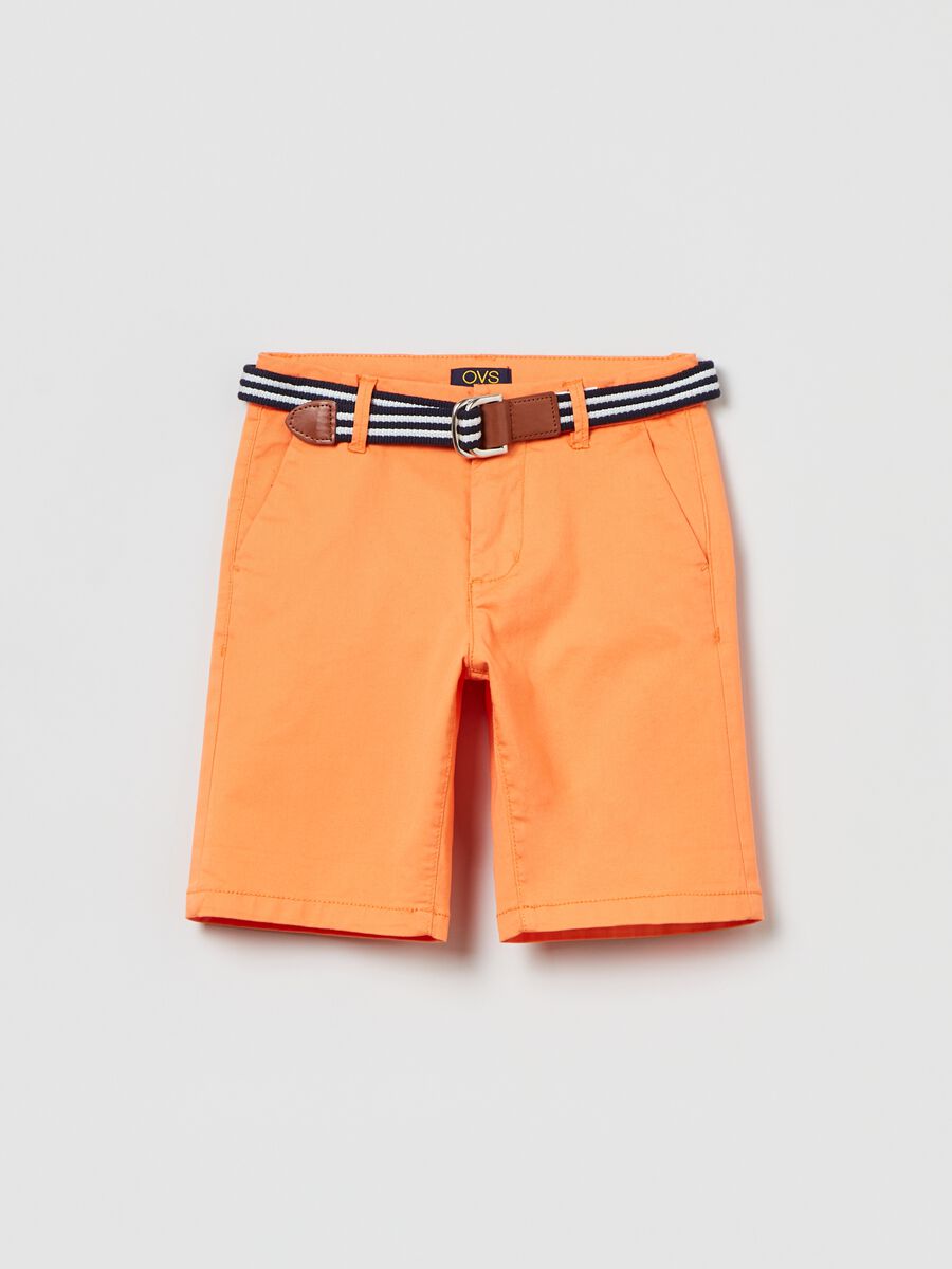 Stretch Bermuda shorts with belt_0