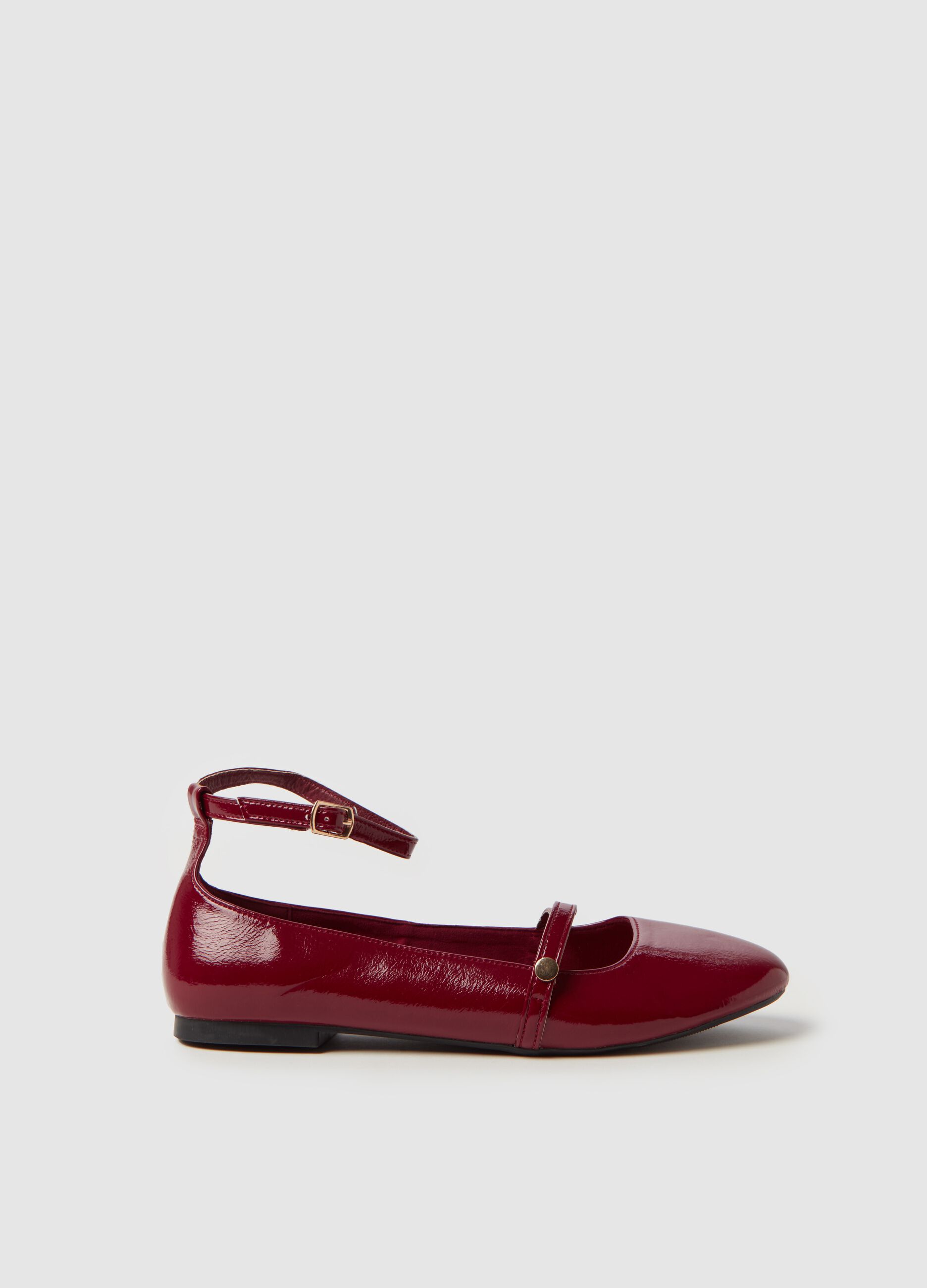 Mary Jane glossy-effect ballerina flats